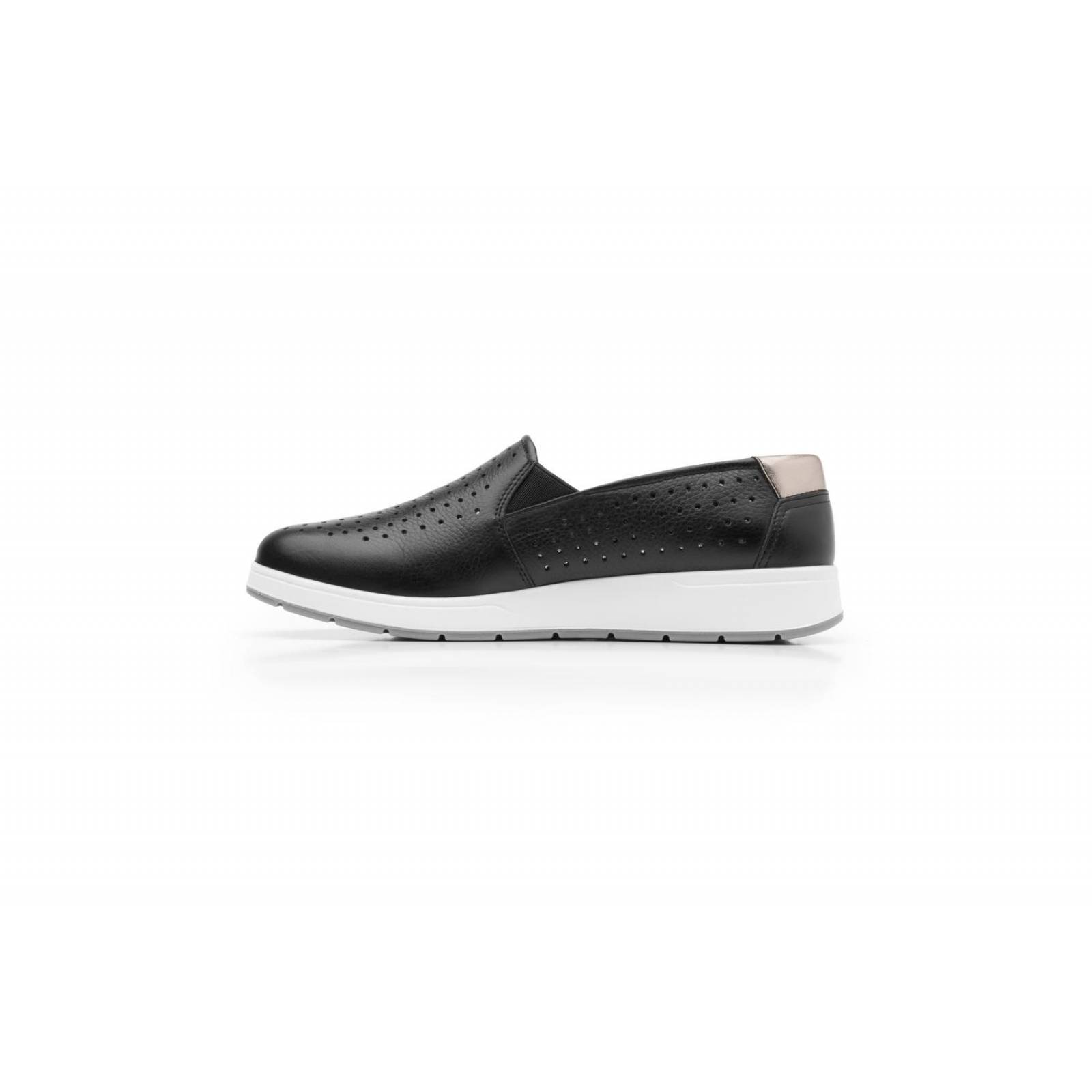 Tenis Slip-On Flexi Casual En Piel Negro Para Mujer 103601 