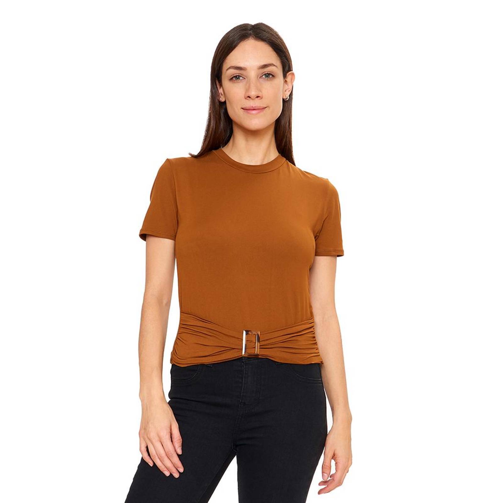 Blusa Para Mujer Casual Con Herraje Manga Corta Juvenil 
