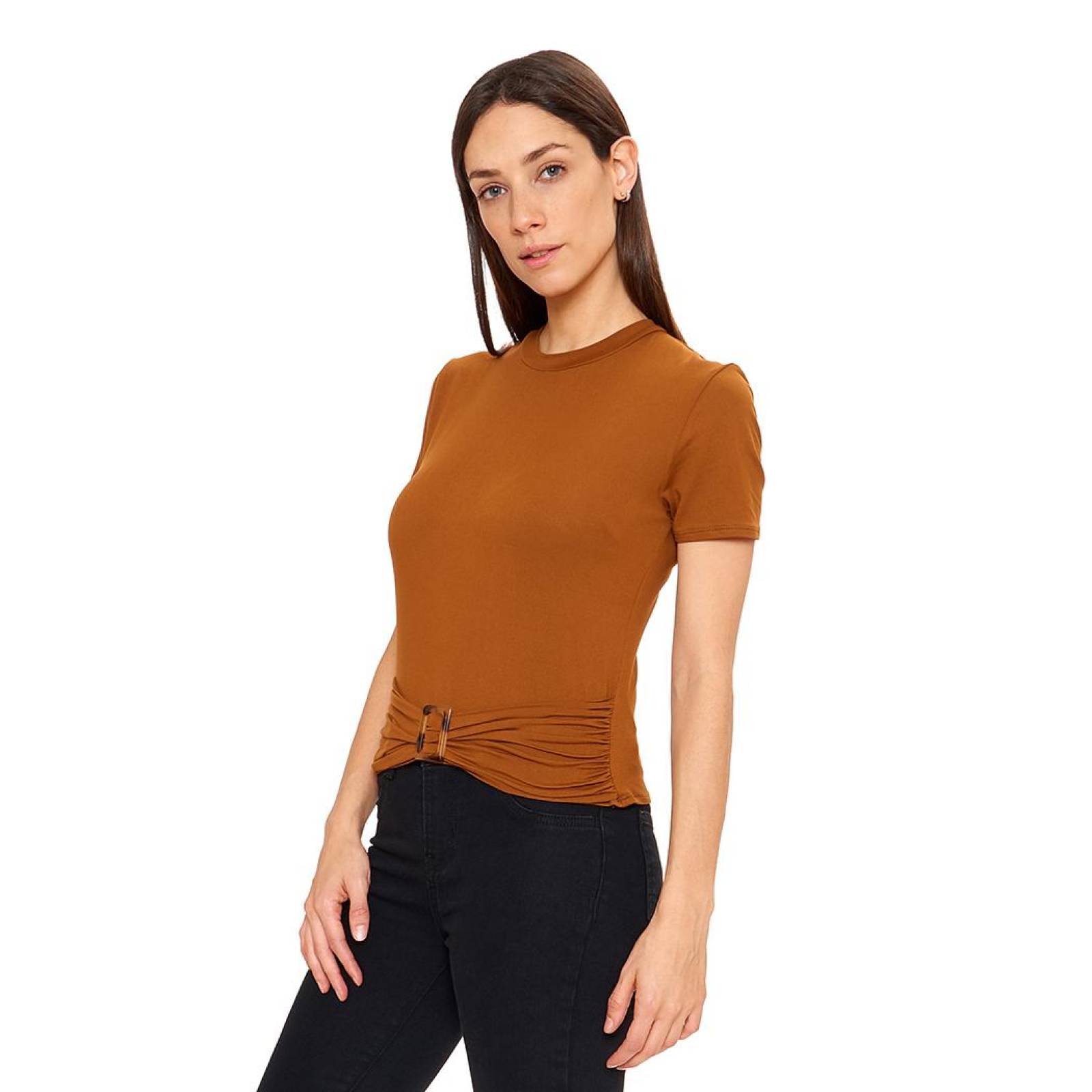 Blusa Para Mujer Casual Con Herraje Manga Corta Juvenil 