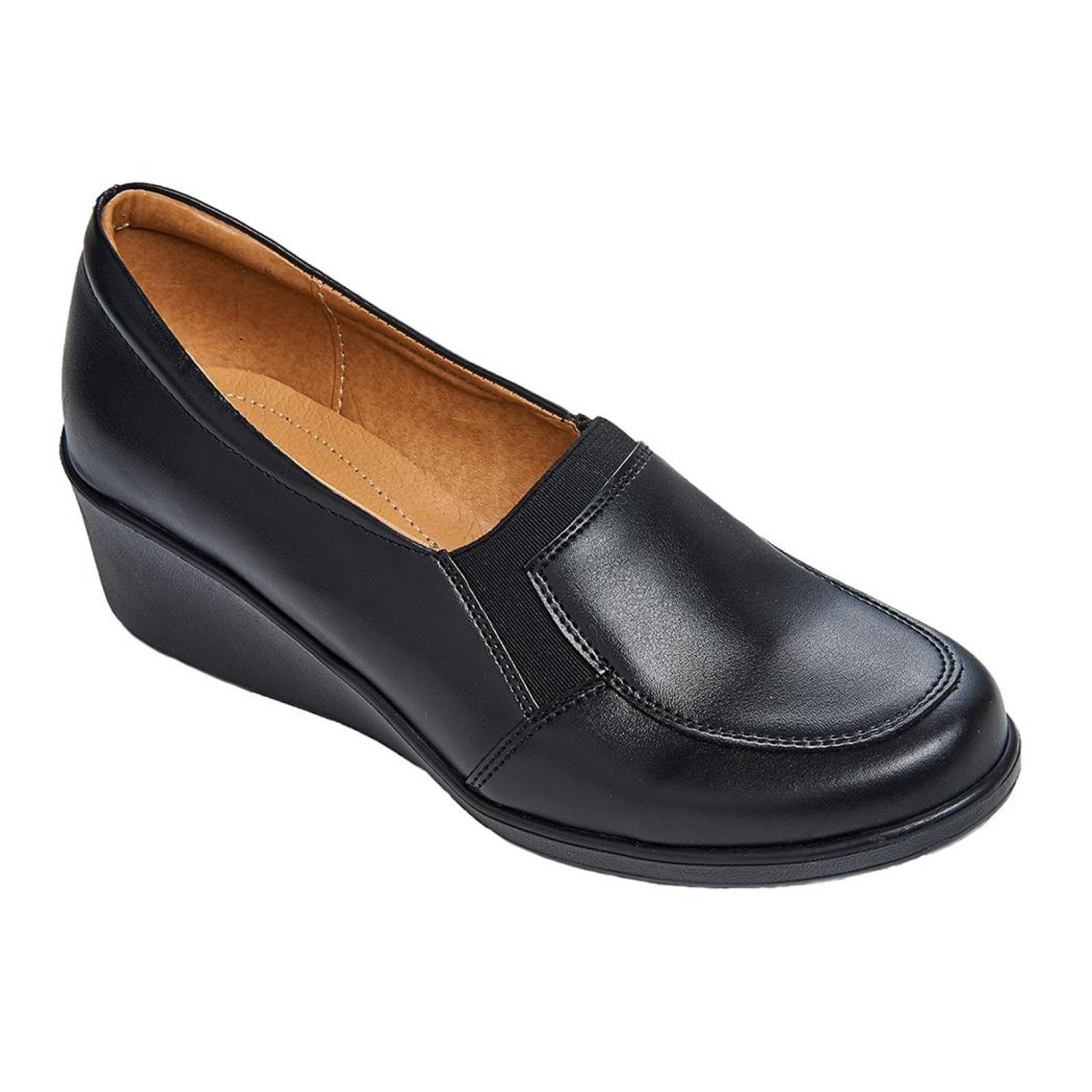 Zapato con Plataforma Mujer Formal Tipo Piel Negro 