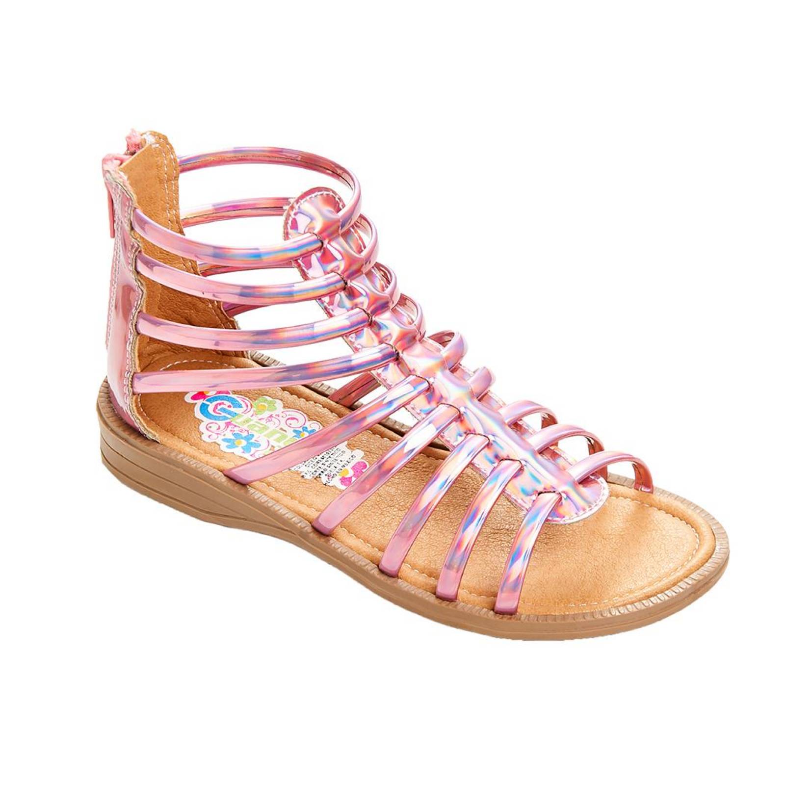 Sandalia Juvenil Casual Charol Rosa Cómoda Para Niña