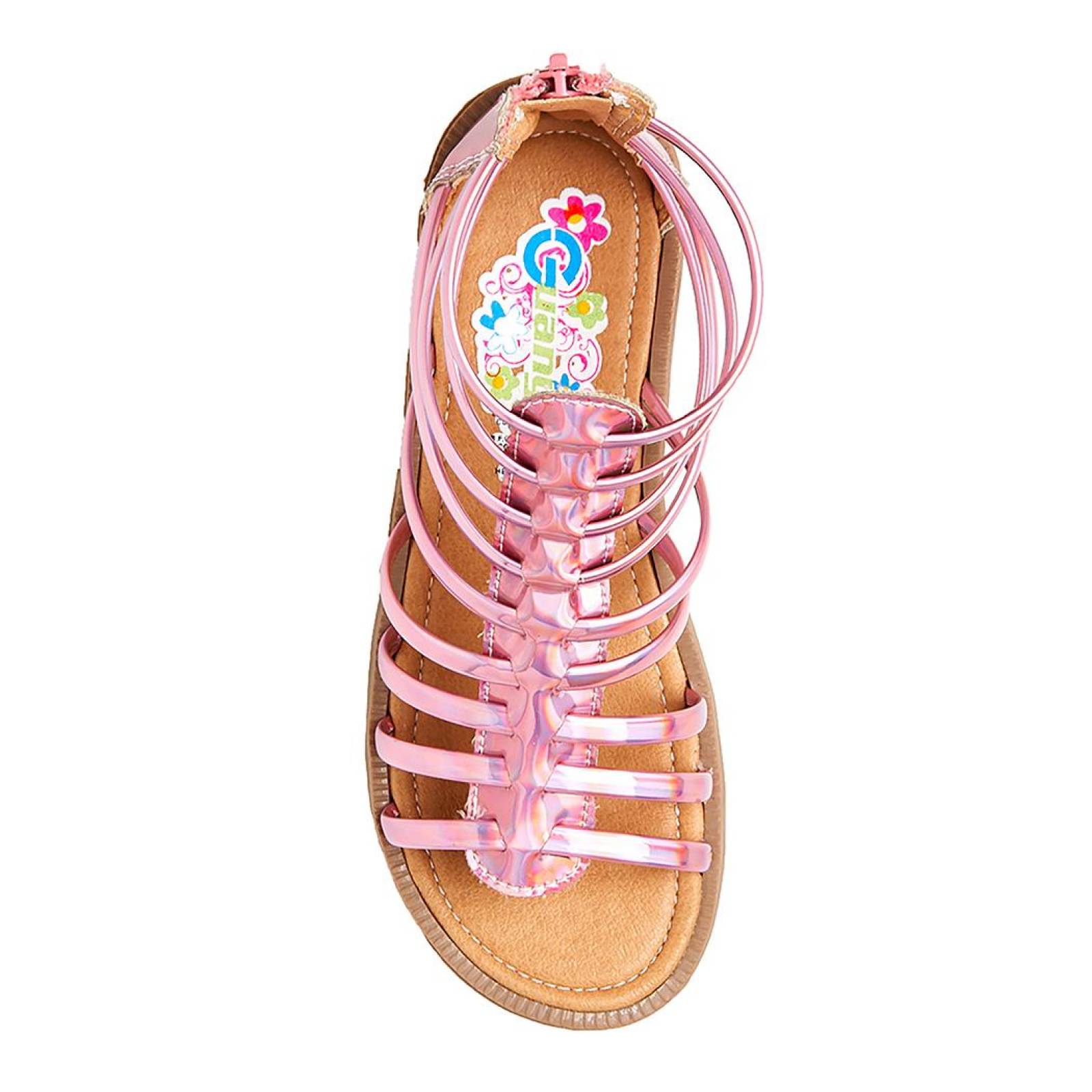Sandalia Juvenil Casual Charol Rosa Cómoda Para Niña