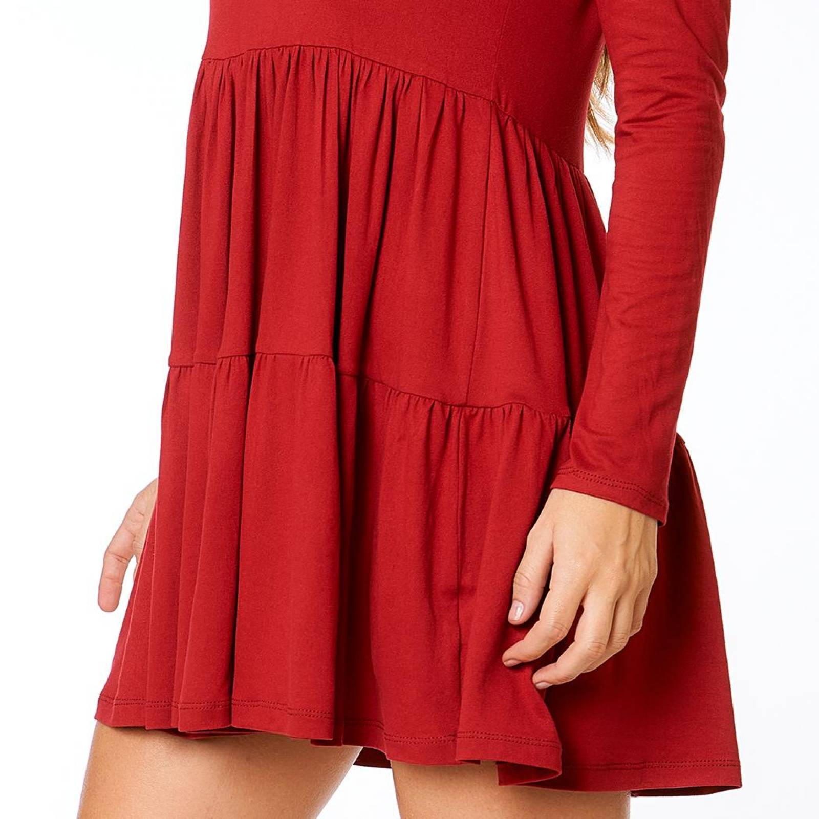 Vestido Mujer Holgado Con Pliegues Manga Larga Casual Formal