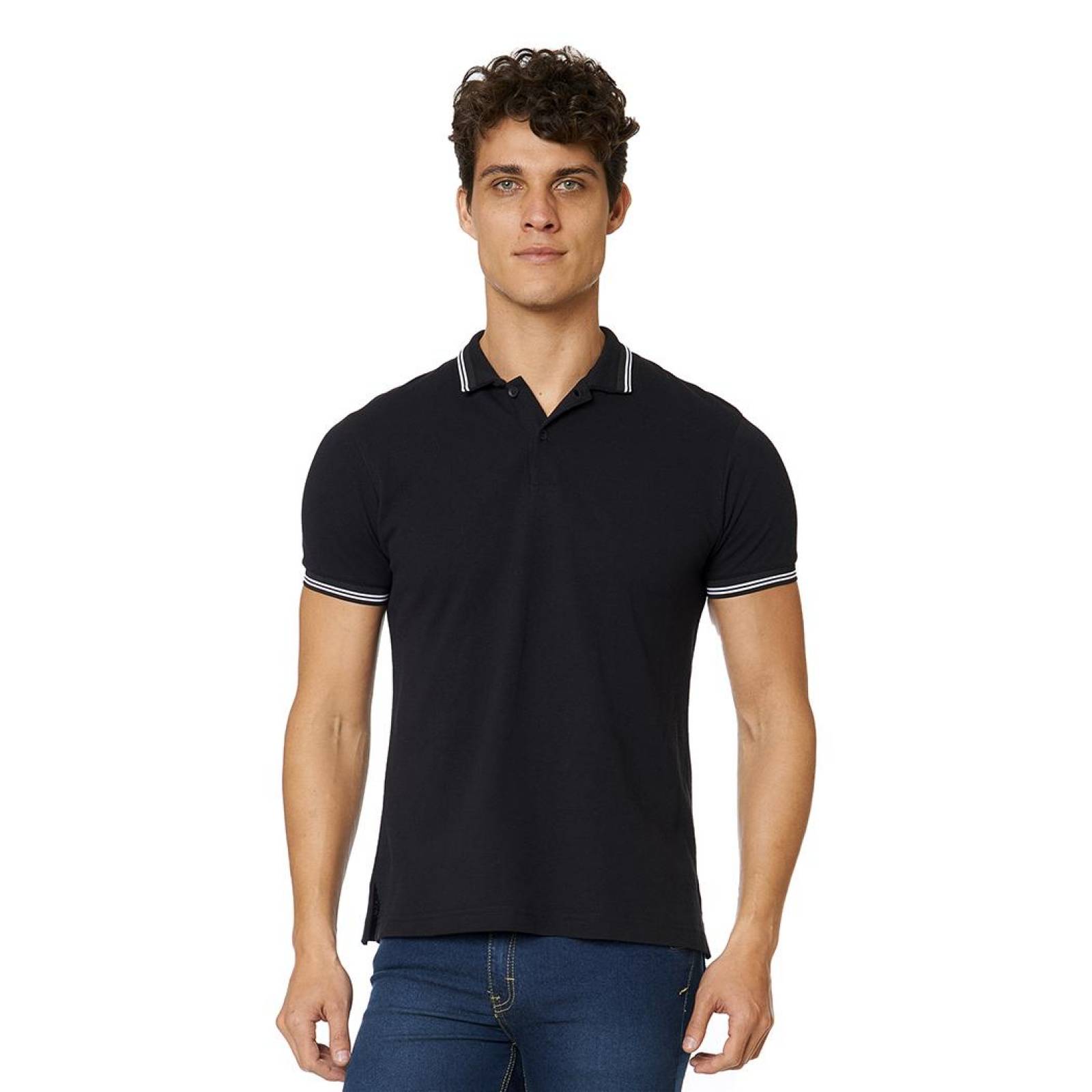 Playera polo Hombre, confeccionada en pique color Negro 