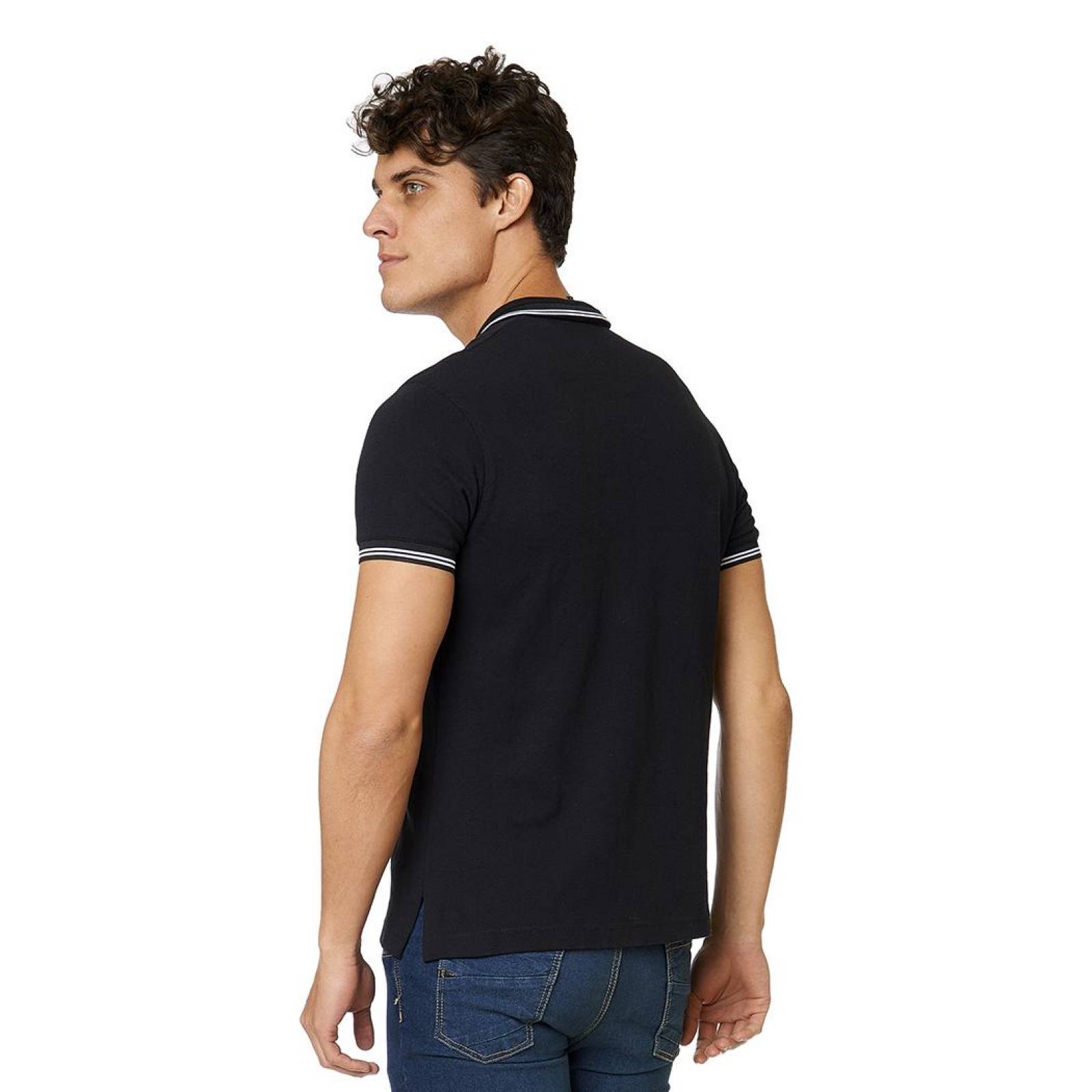 Playera polo Hombre, confeccionada en pique color Negro 