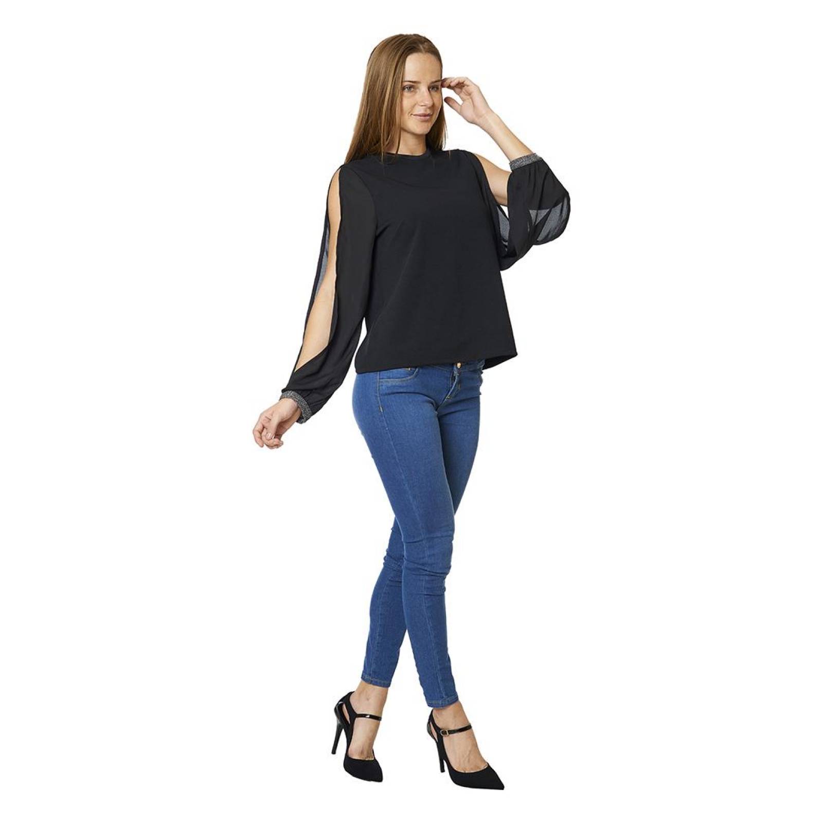 Blusa Mujer manga abierta Decoración Puño Casual Formal