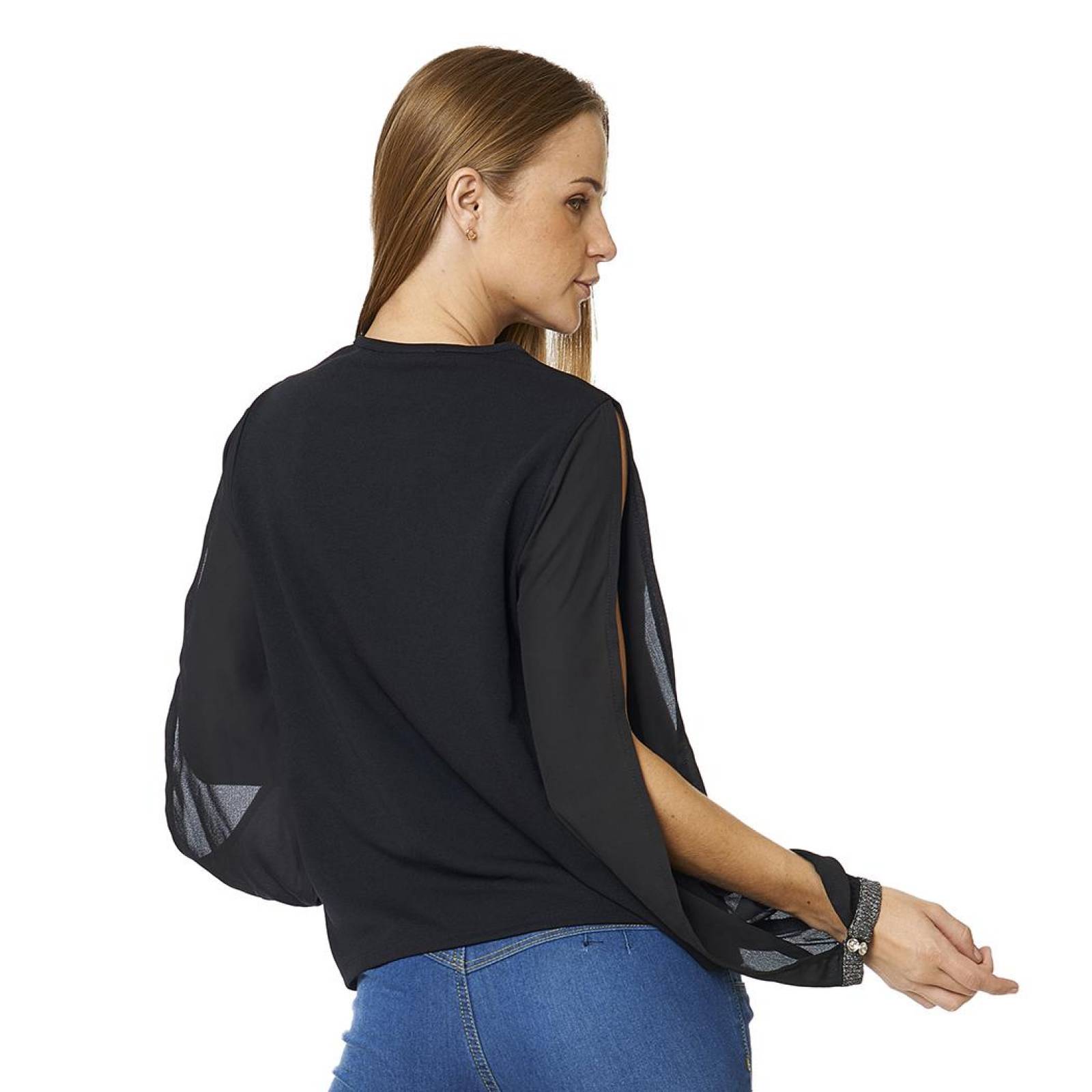 Blusa Mujer manga abierta Decoración Puño Casual Formal