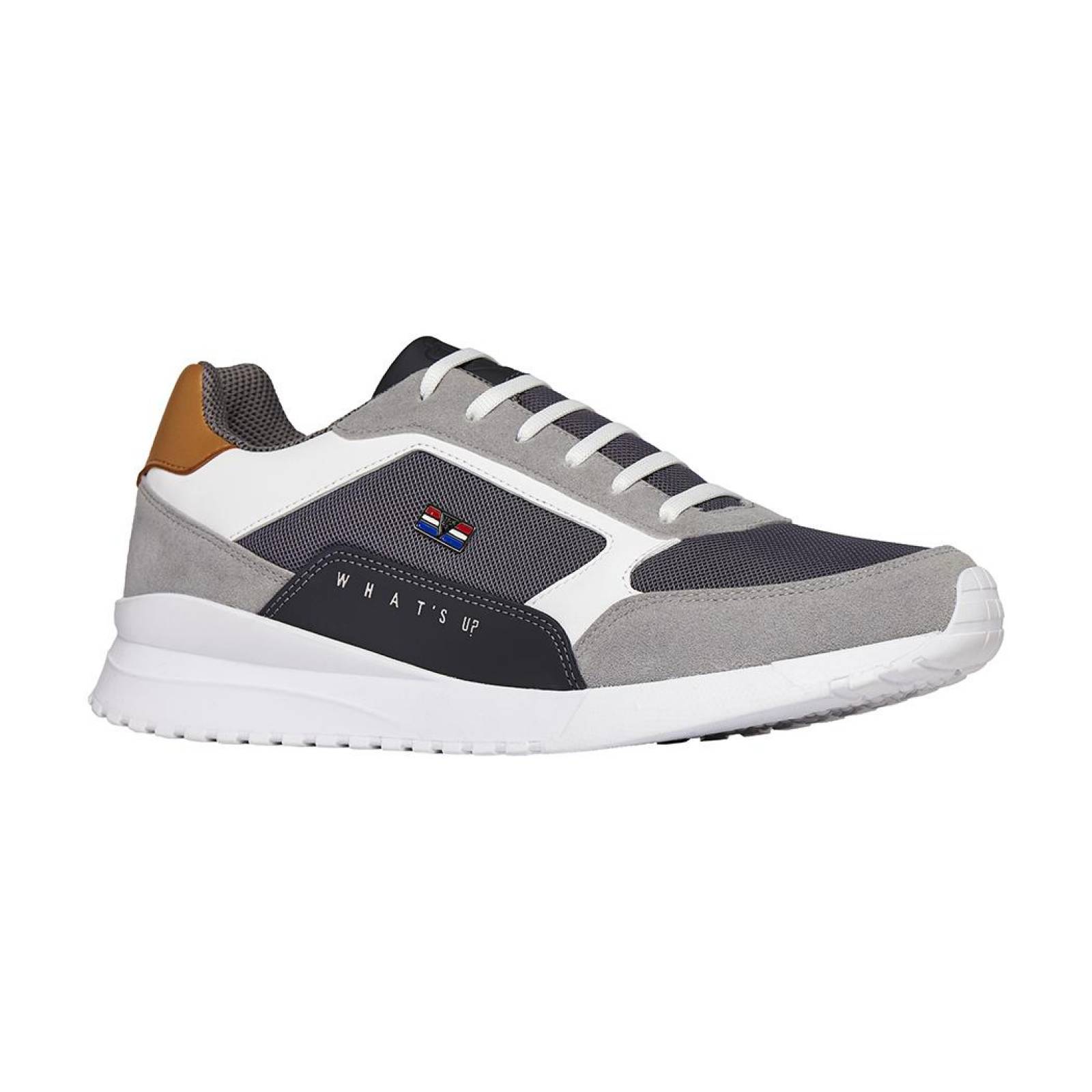 Tenis Casuales What's Up moda para Hombre, PLOMO, TEXTIL 