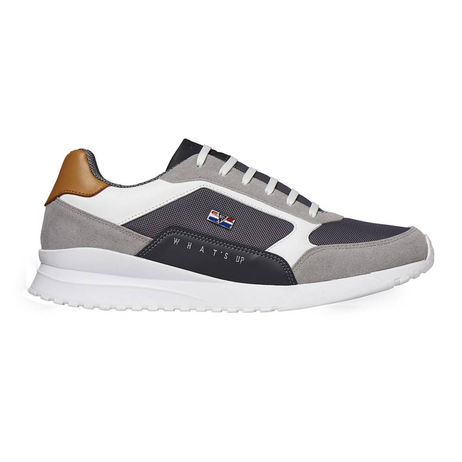 Tenis Casuales What's Up moda para Hombre, PLOMO, TEXTIL 