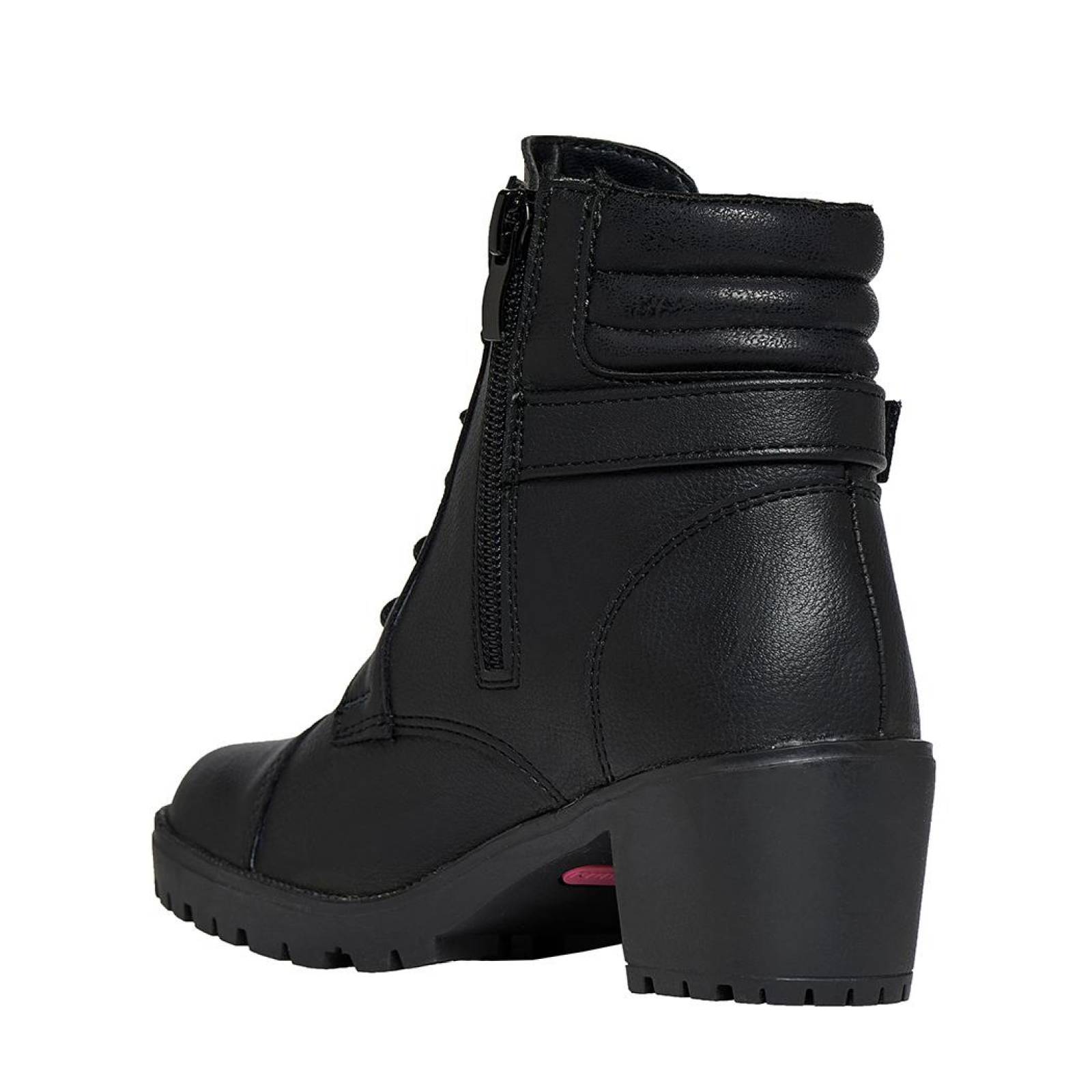 Botín Mujer Tipo Piel Con Hebilla Moda Casual Urbano Negro