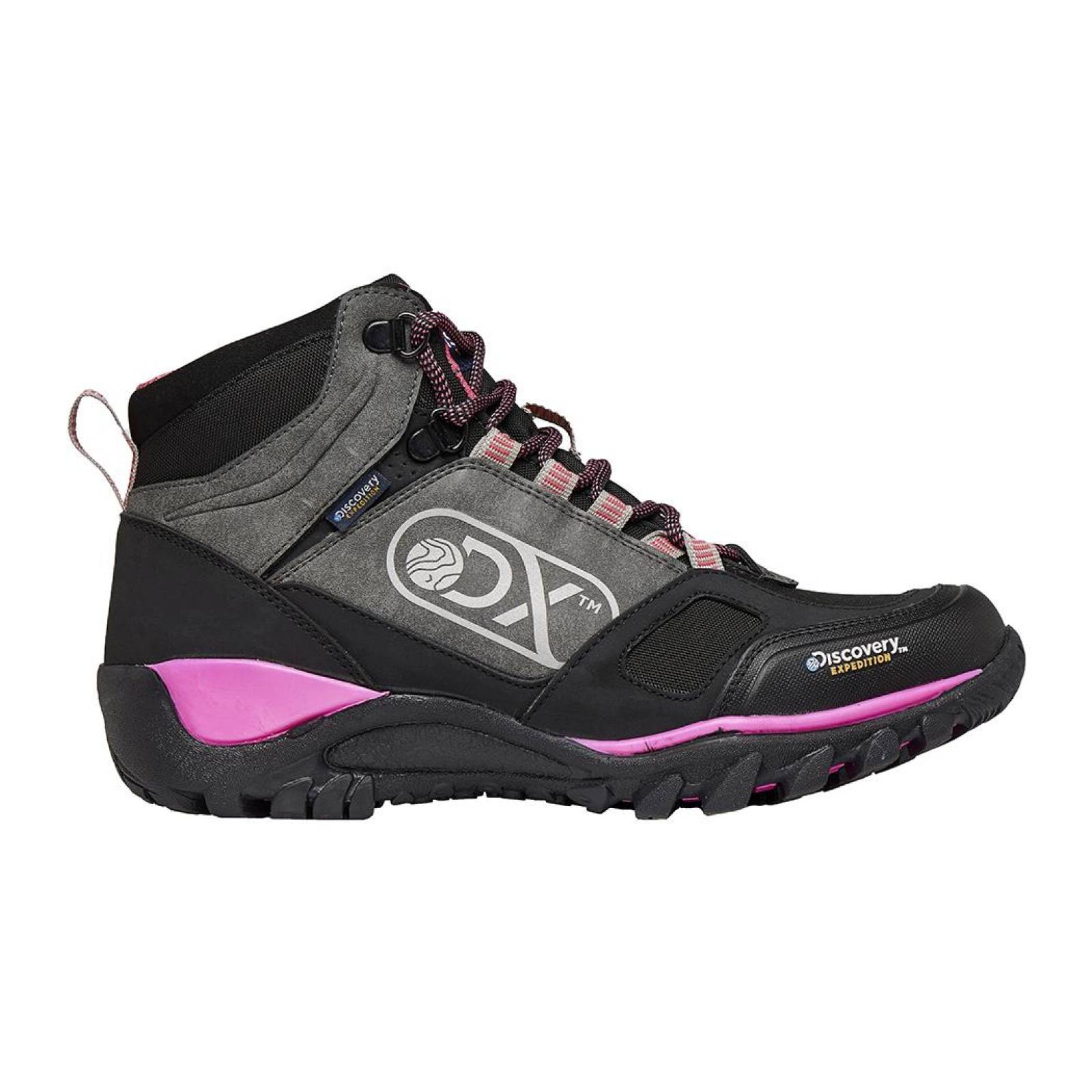 Bota Mujer Discovery Expedition Camping Piel Gris Cómoda 