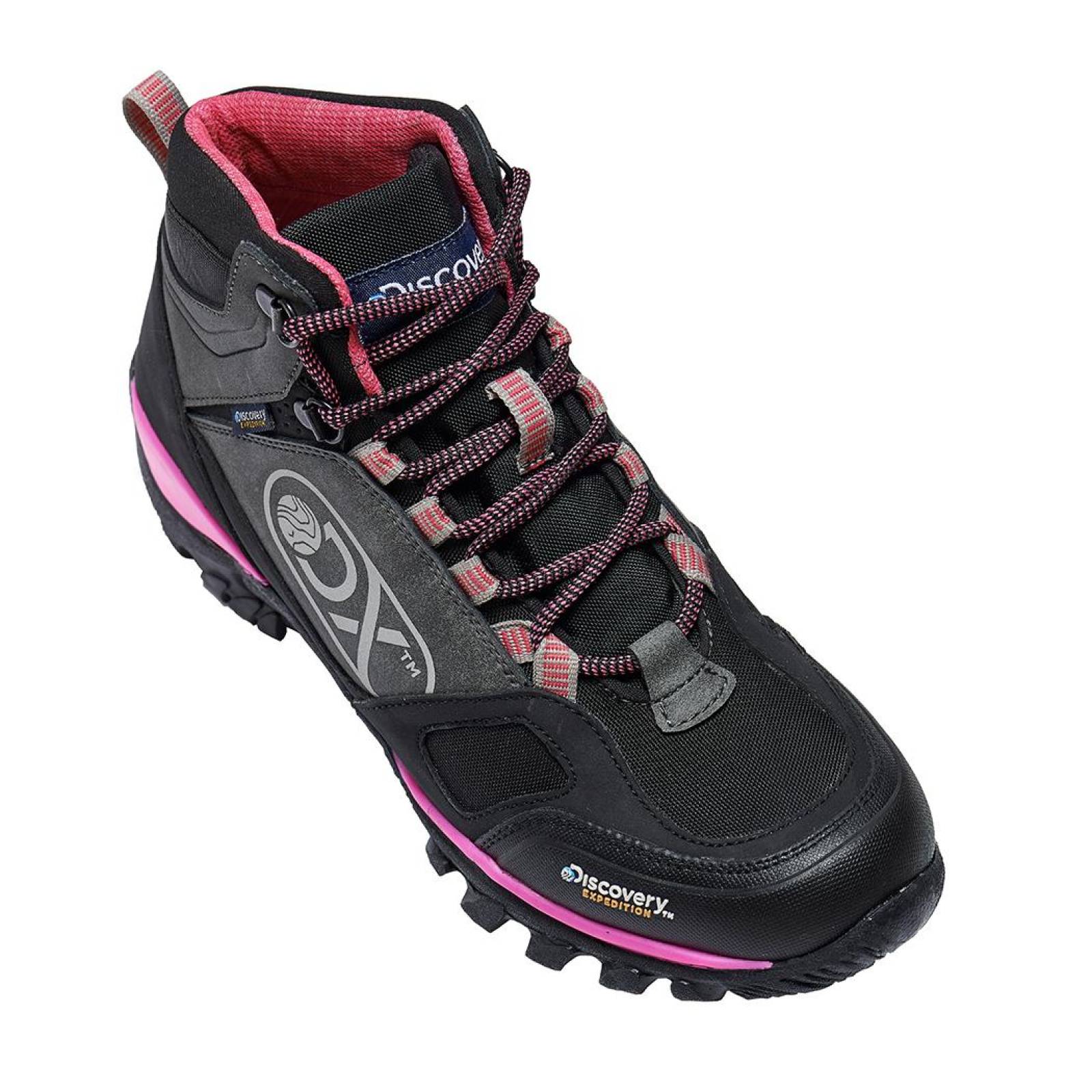 Bota Mujer Discovery Expedition Camping Piel Gris Cómoda 