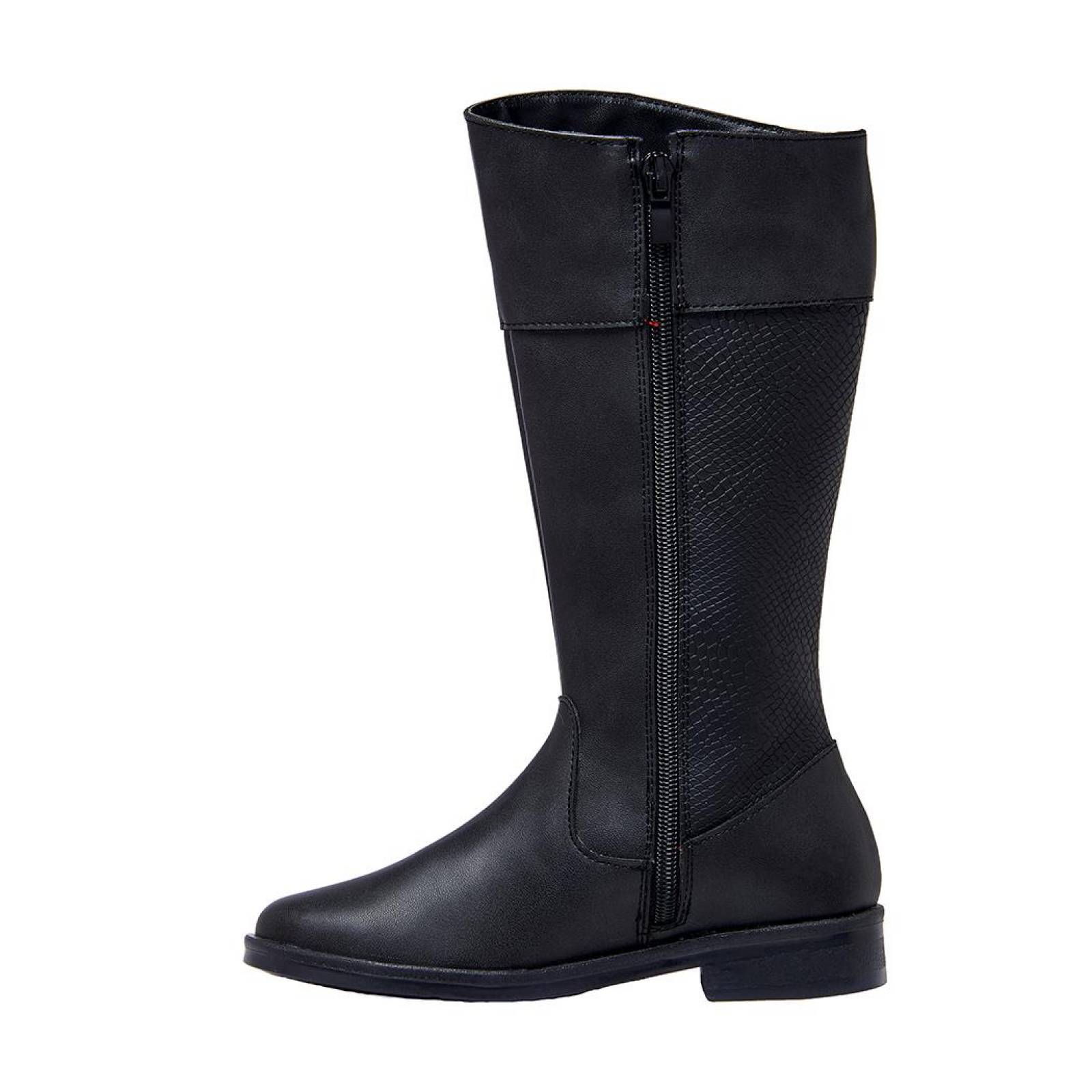 Botas Mujer Con Herraje Tacón Bajo Tipo Piel Negro Casuales