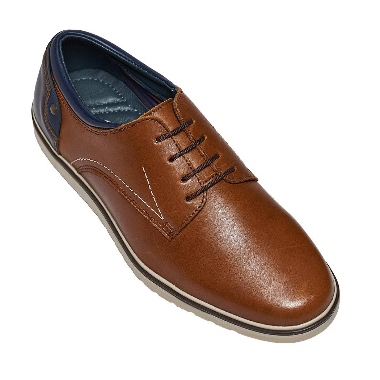 Zapatos Casuales, agujetas moda para Hombre, AVELLANA, PIEL 