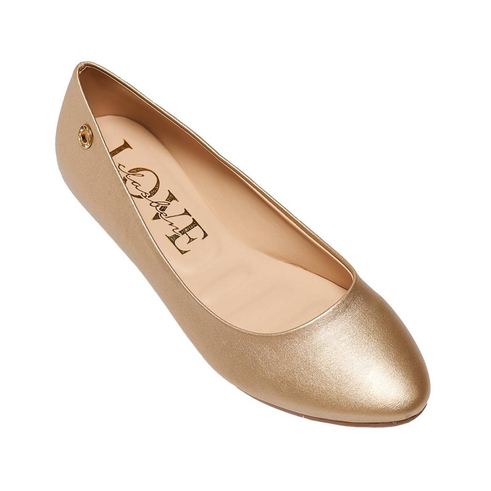 Flats Clásicos Tipo Piel Oro Moda Casual Juvenil Clasben 