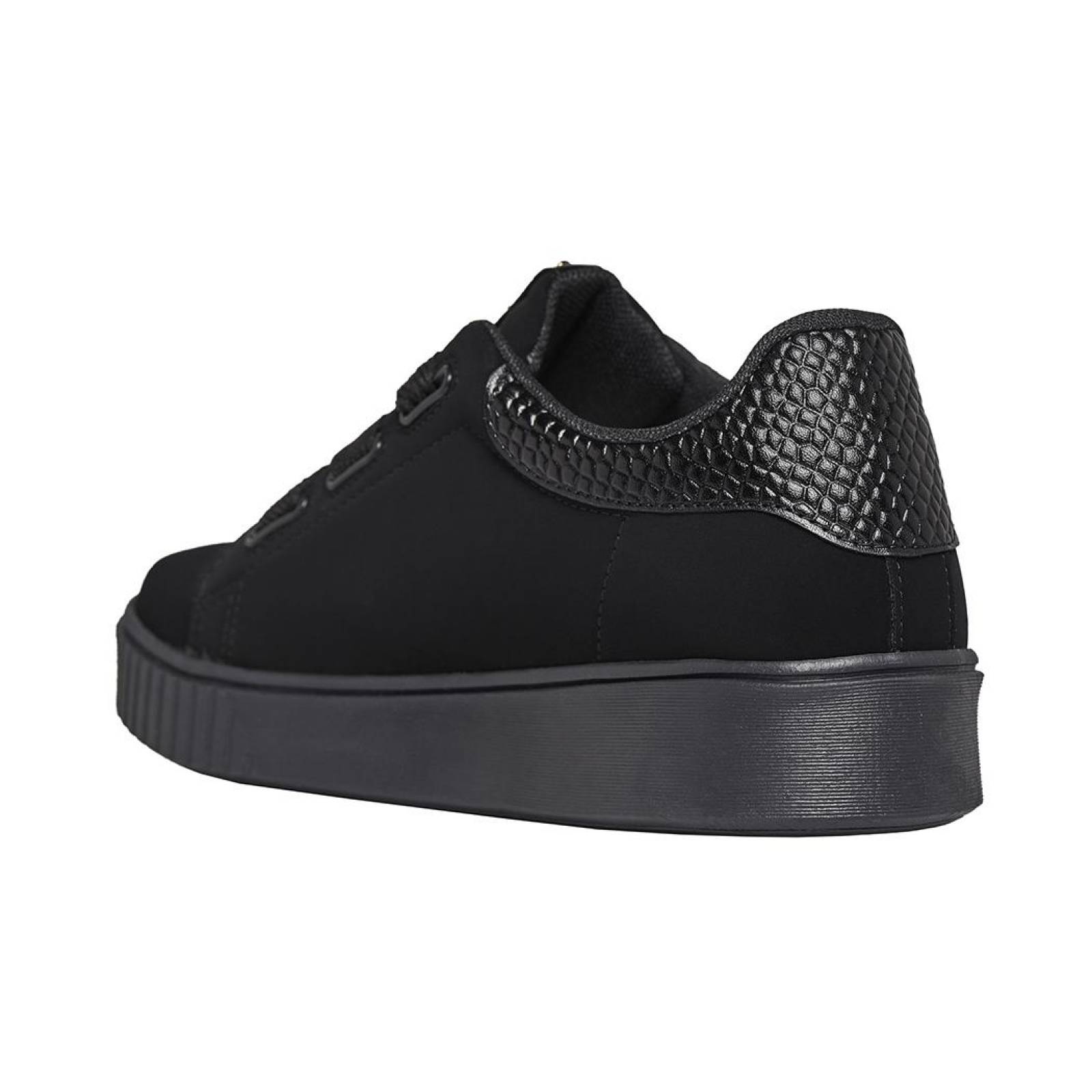 Tenis Mujer Tipo Ante Suela Ancha Negro Moda Casual/Urbana 
