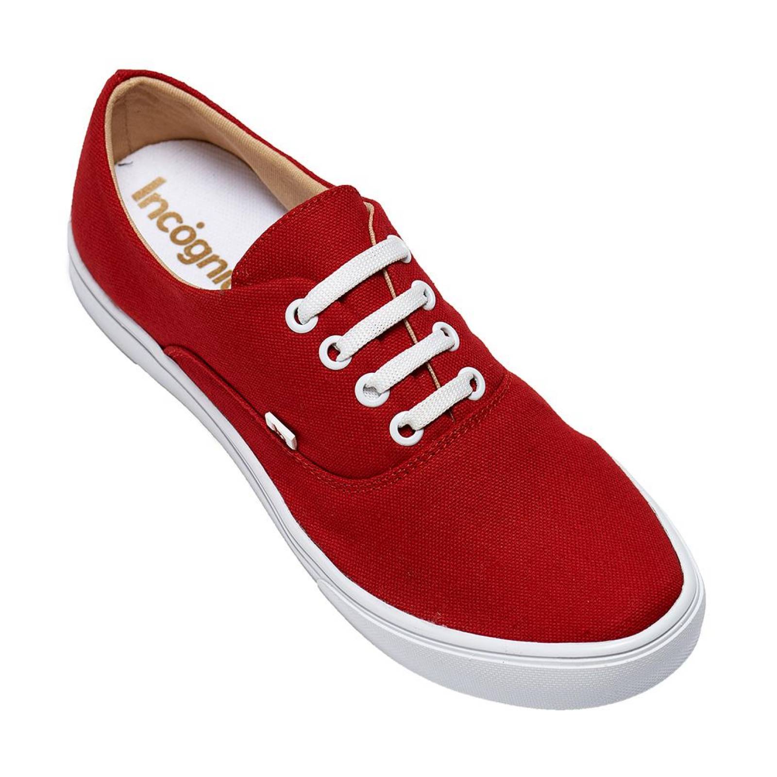 Tenis Mujer 2x1 Ligeros Básicos Lona Rojo/Negro Moda Casual 