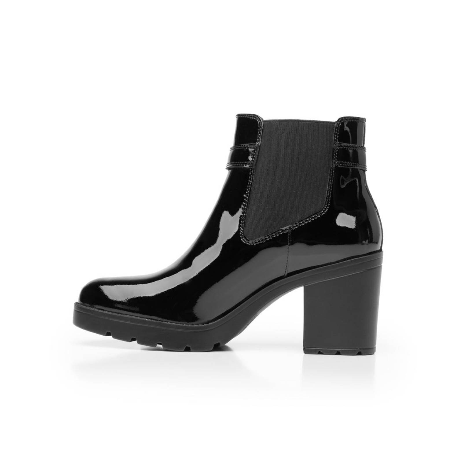 Flexi Mujer Botas Charol Negro Hebilla y Elástico Casual 102314 