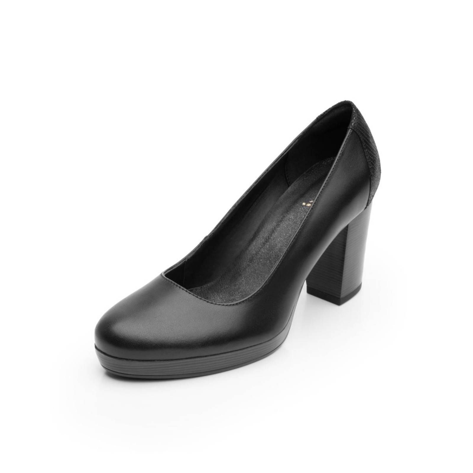 Flexi Mujer Zapatilla Con Plataforma Piel Negro Formal 105801 