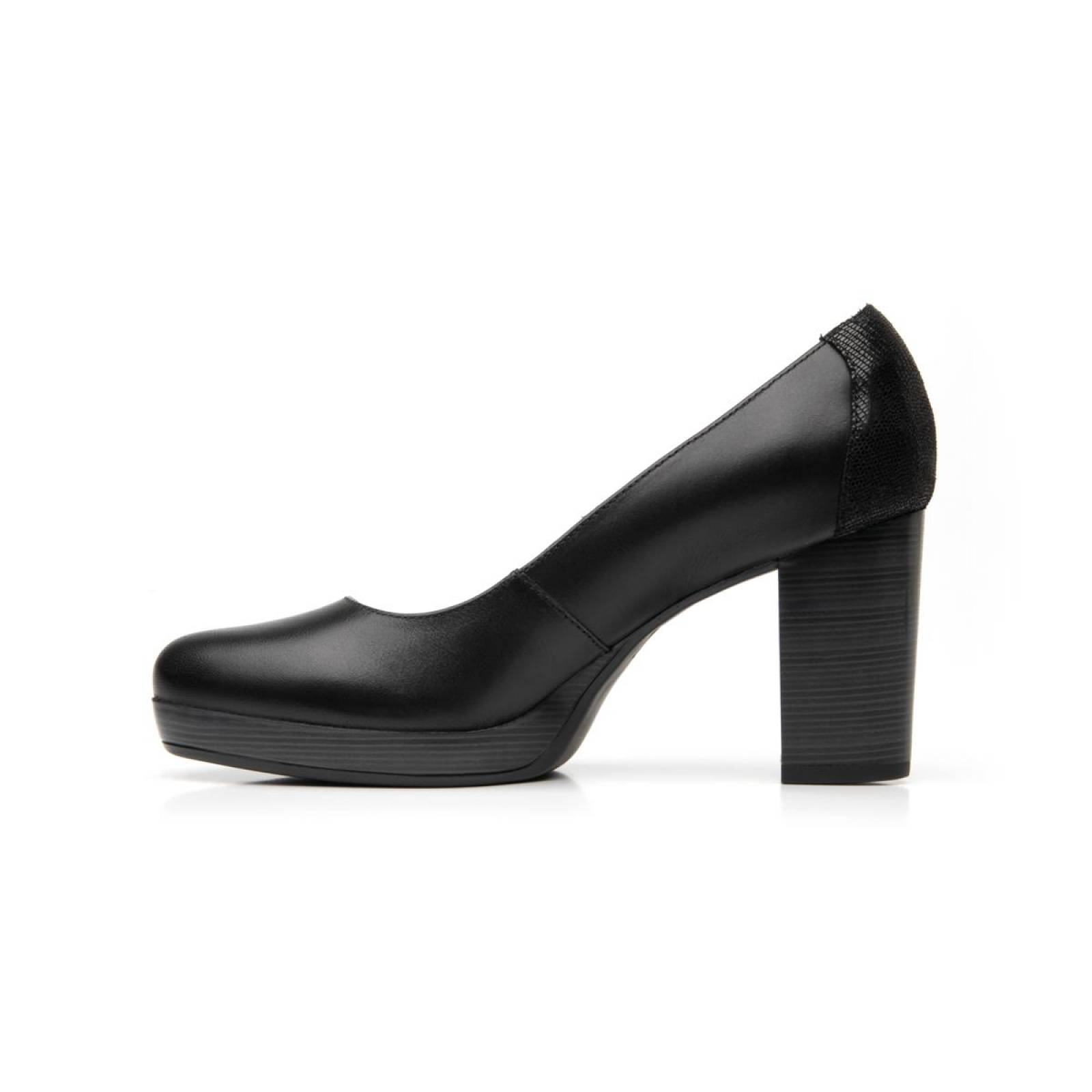 Flexi Mujer Zapatilla Con Plataforma Piel Negro Formal 105801 