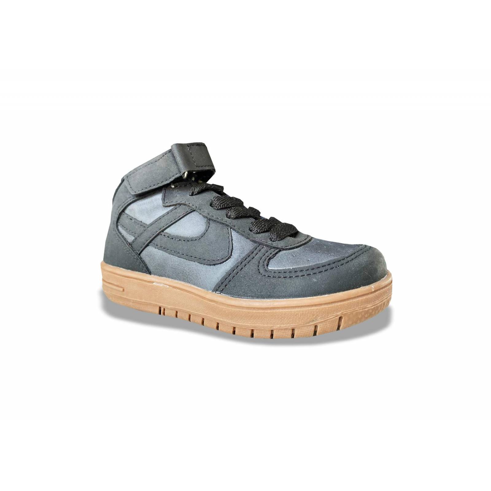 Tenis Panam bota, moda niño y niña, Cómodo NEGRO, Tipo Piel 