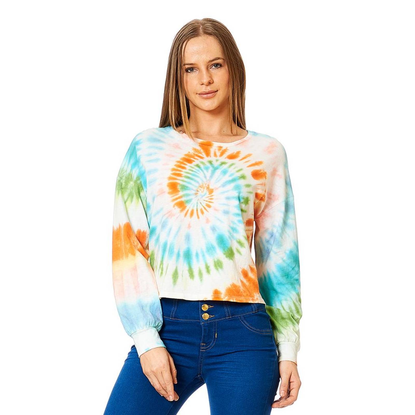 Blusa Tie Dye Multicolor Moda Mujer Juvenil Casual Manga Larga 