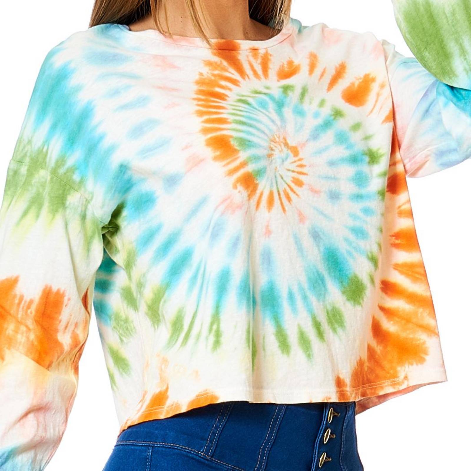 Blusa Tie Dye Multicolor Moda Mujer Juvenil Casual Manga Larga 