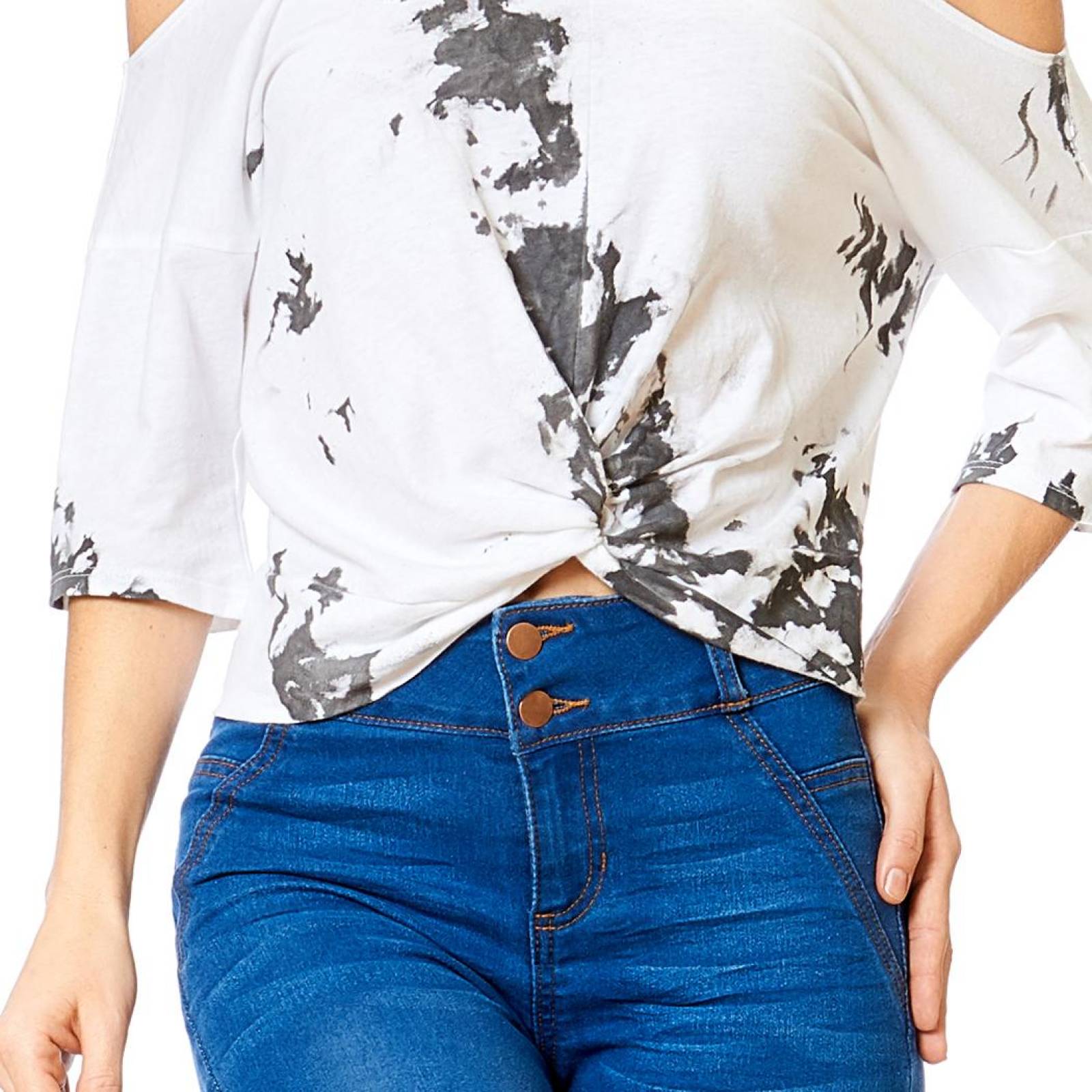 Blusa Tie Dye Juvenil Mujer Casual Hombros descubiertos 