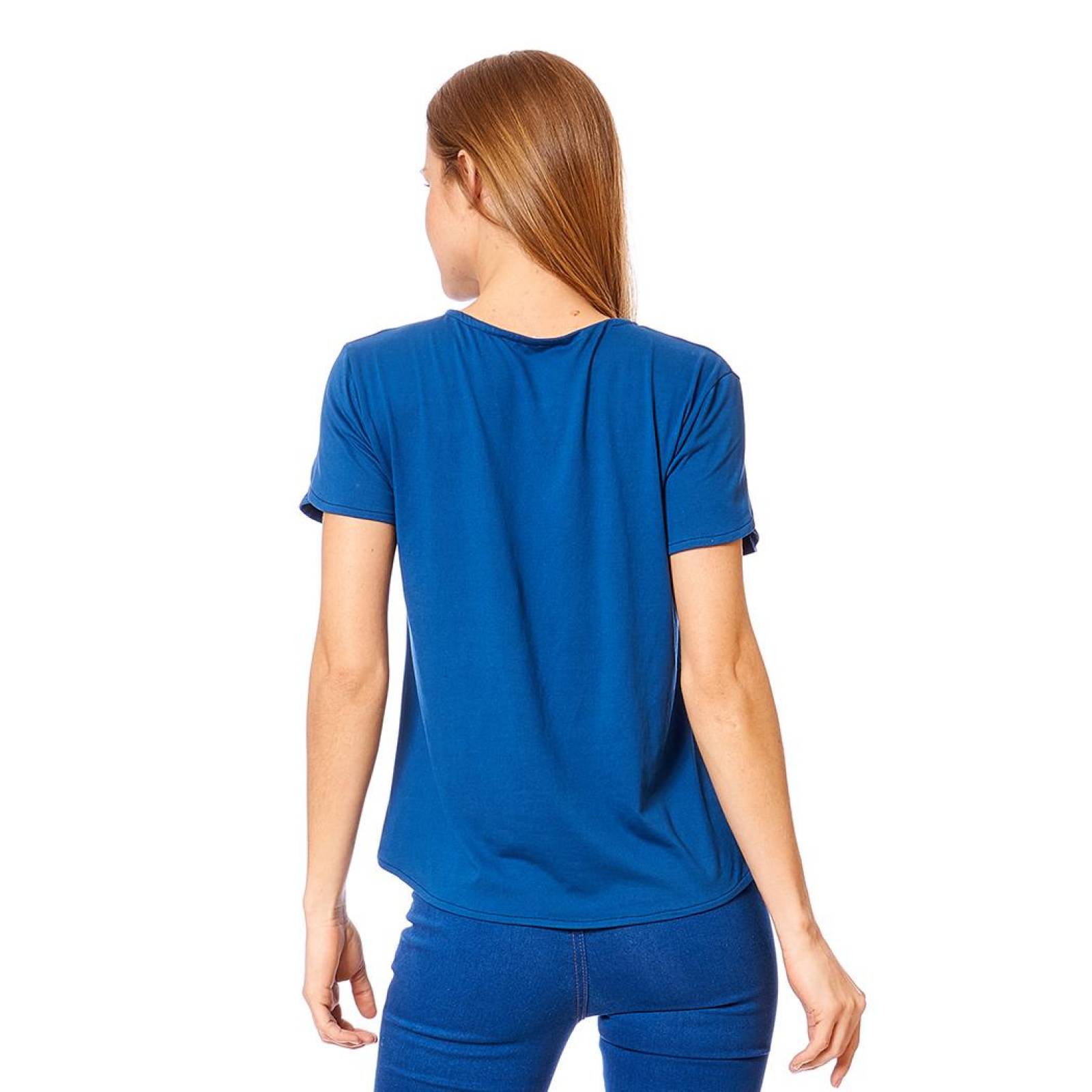 Blusa Moda Casual Con Nudo Color Petróleo Lisa Cómoda