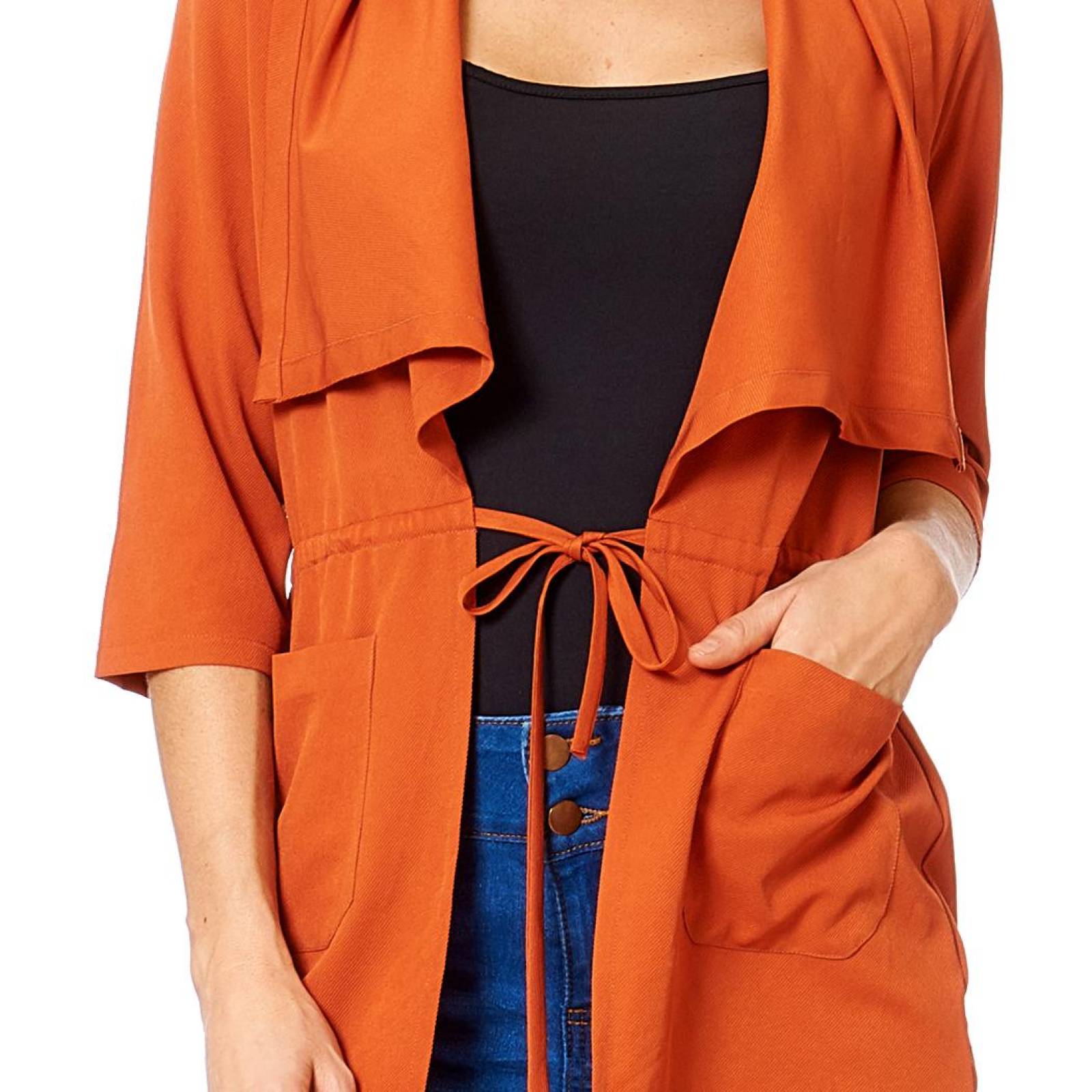 Sueter Ligero Con Solapa Mujer Casual Shedron Manga 3/4 