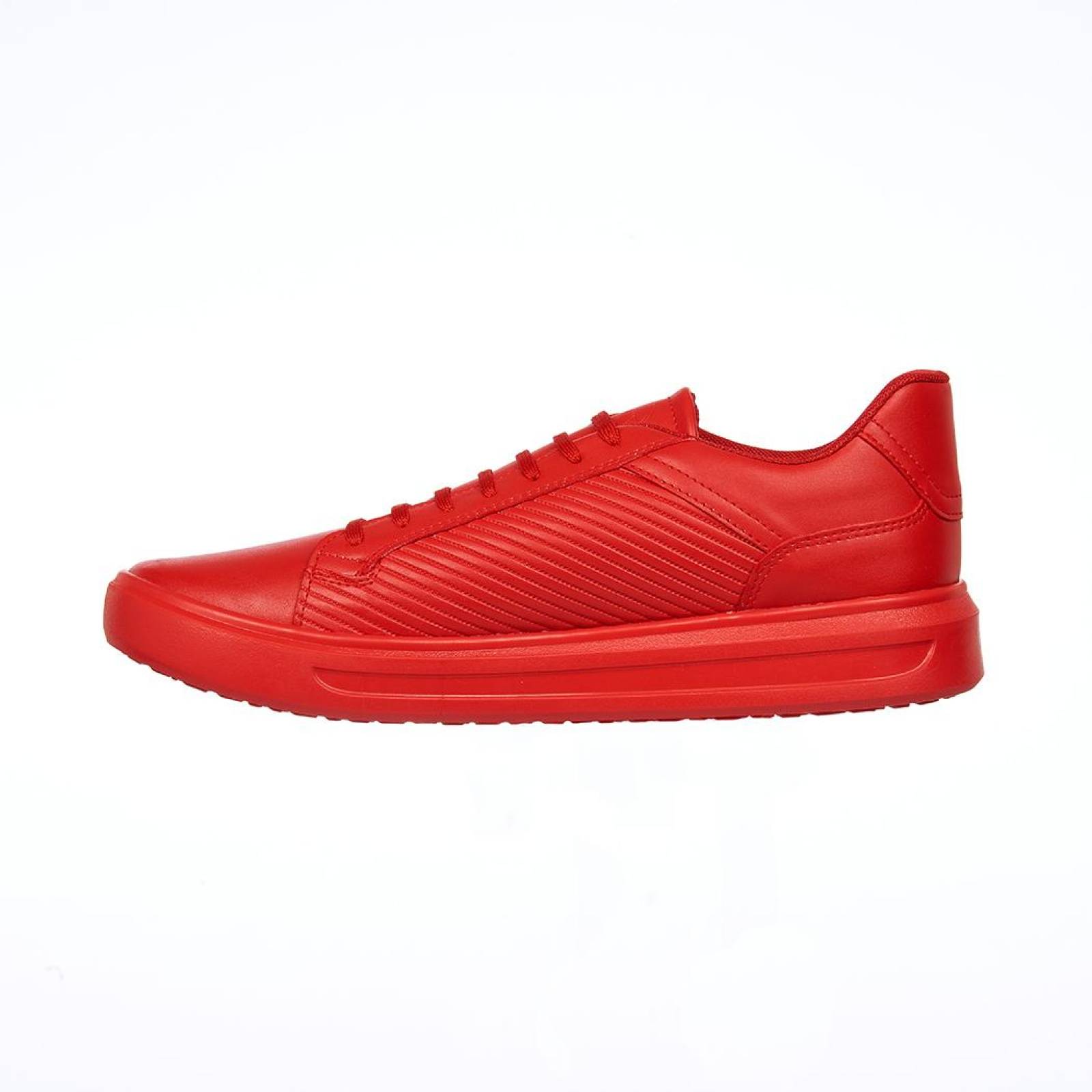 Tenis Moda Casual Hombre Cómodos Rojo Tipo Piel 