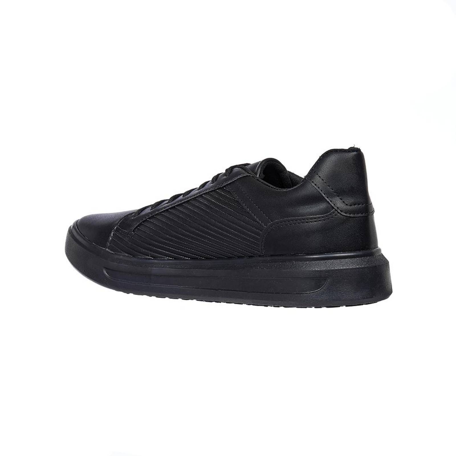 Tenis Moda Casual Hombre Cómodos Negros Tipo Piel 