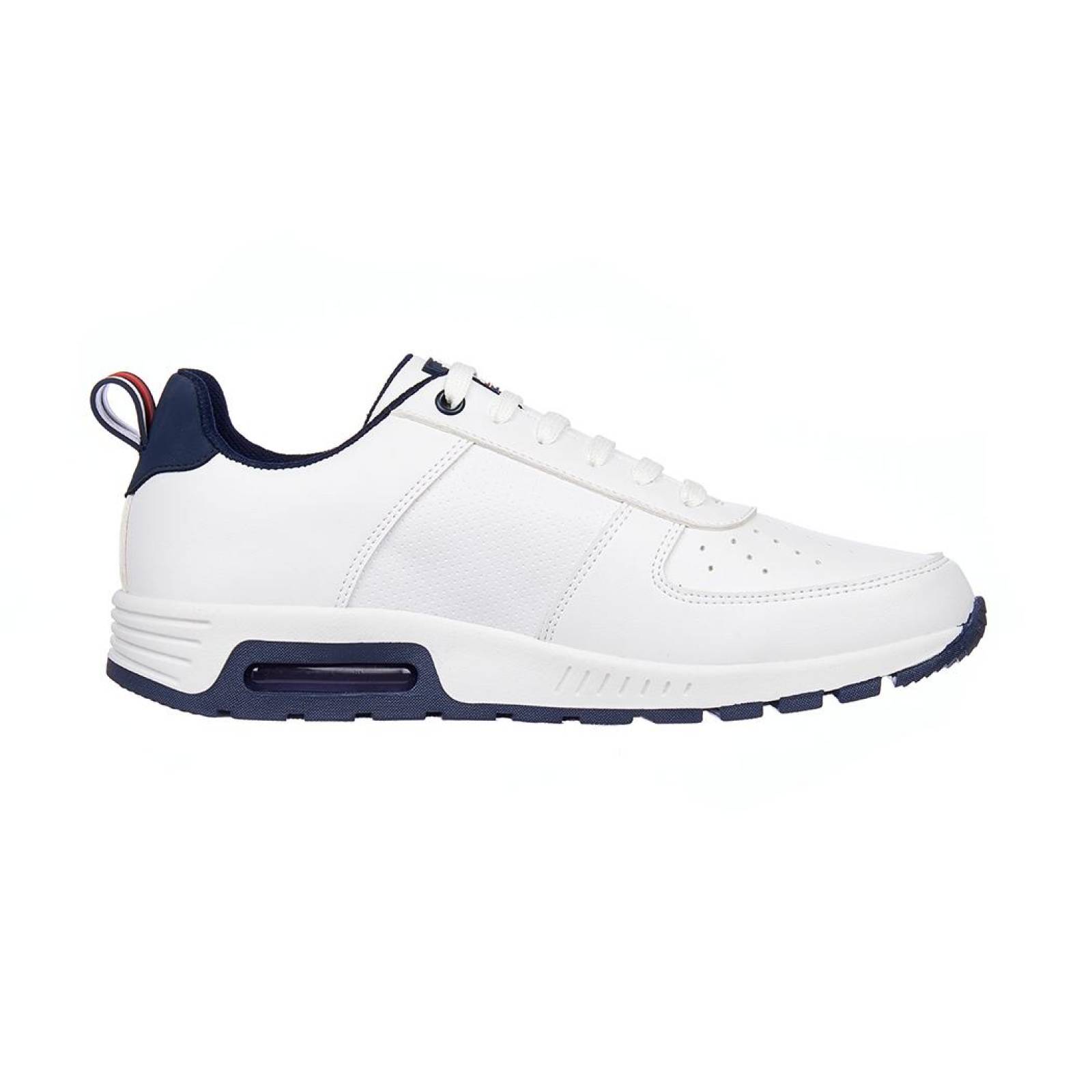 Tenis Moda Casual Hombre Tipo Piel Blanco Cómodo 