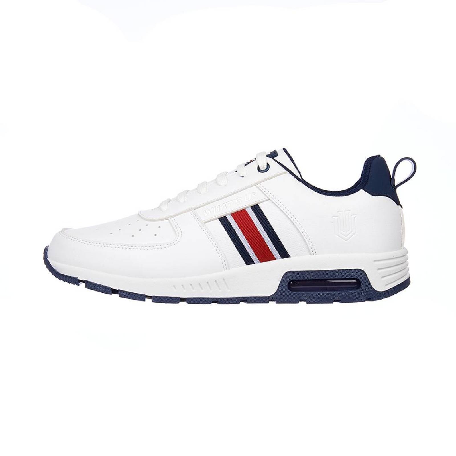 Tenis Moda Casual Hombre Tipo Piel Blanco Cómodo 