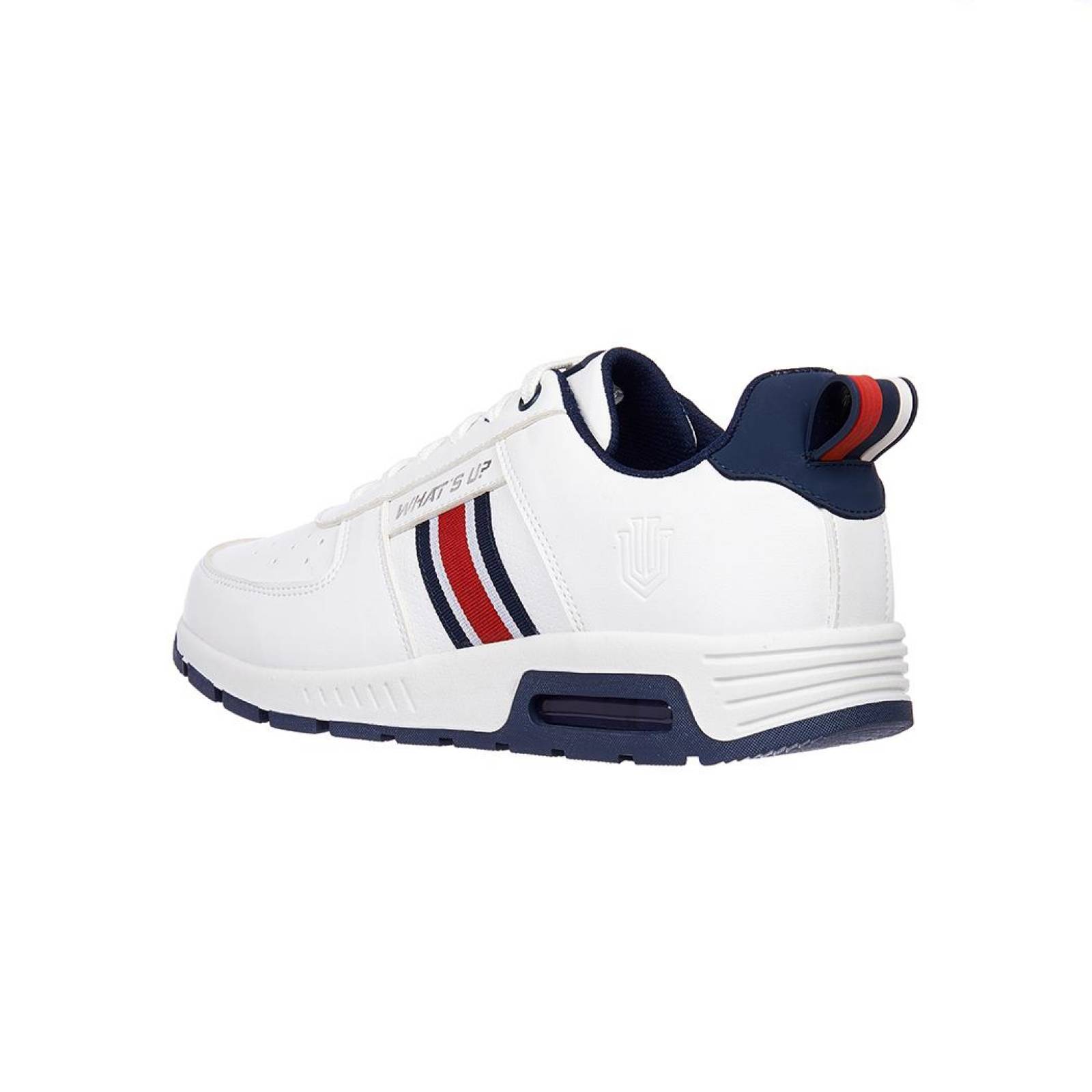 Tenis Moda Casual Hombre Tipo Piel Blanco Cómodo 