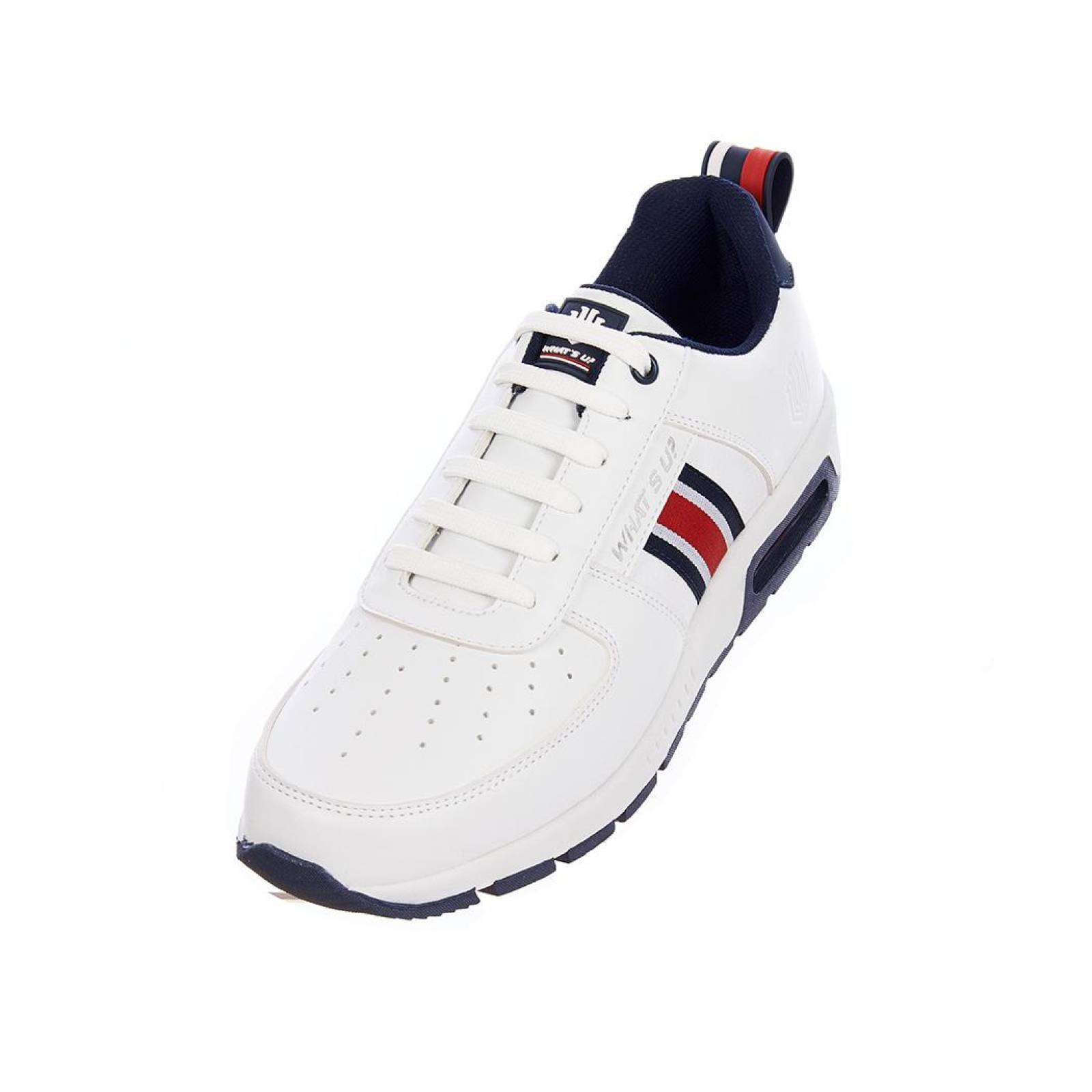 Tenis Moda Casual Hombre Tipo Piel Blanco Cómodo 