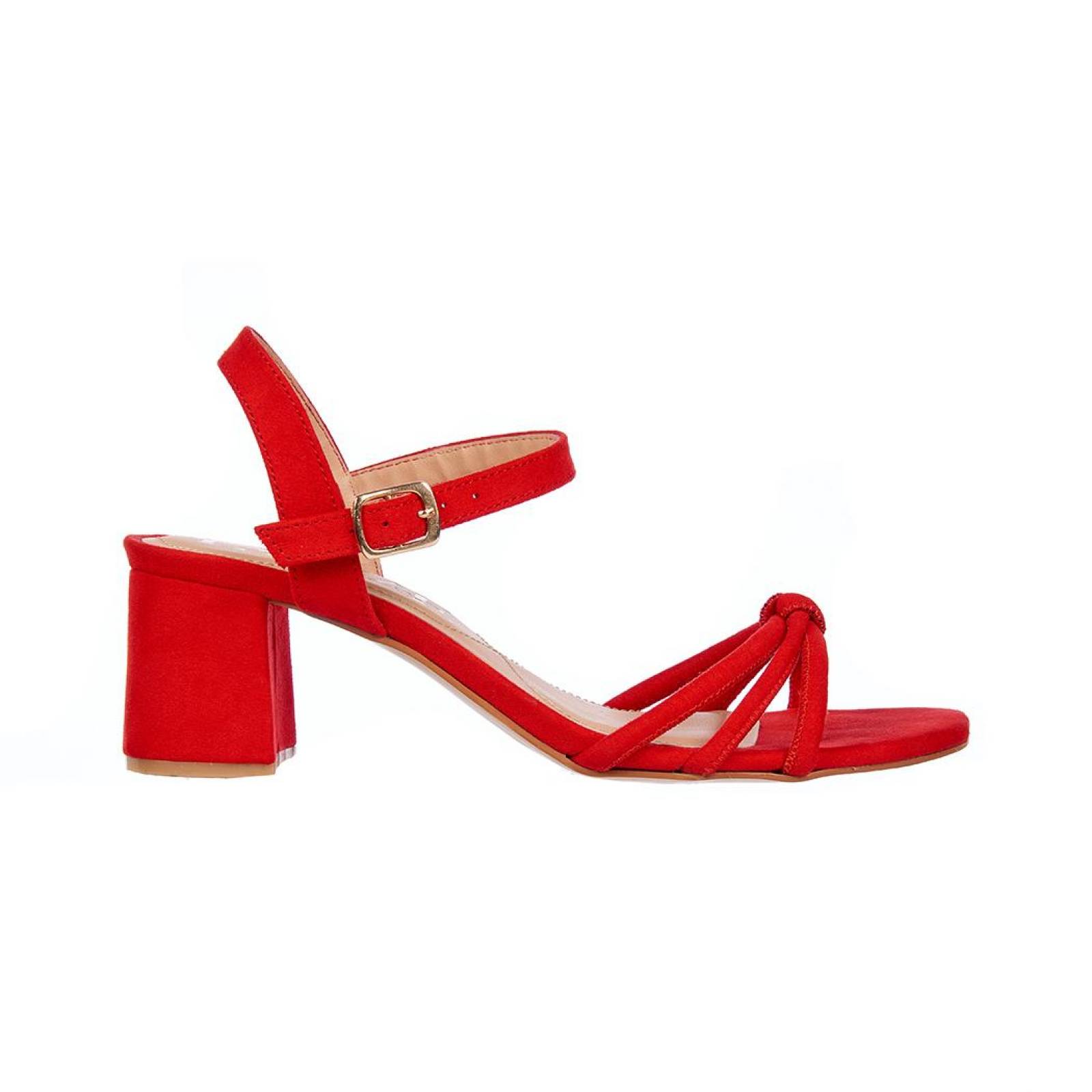 Sandalia Tacón Bajo Mujer Moda Casual Formal Rojo 