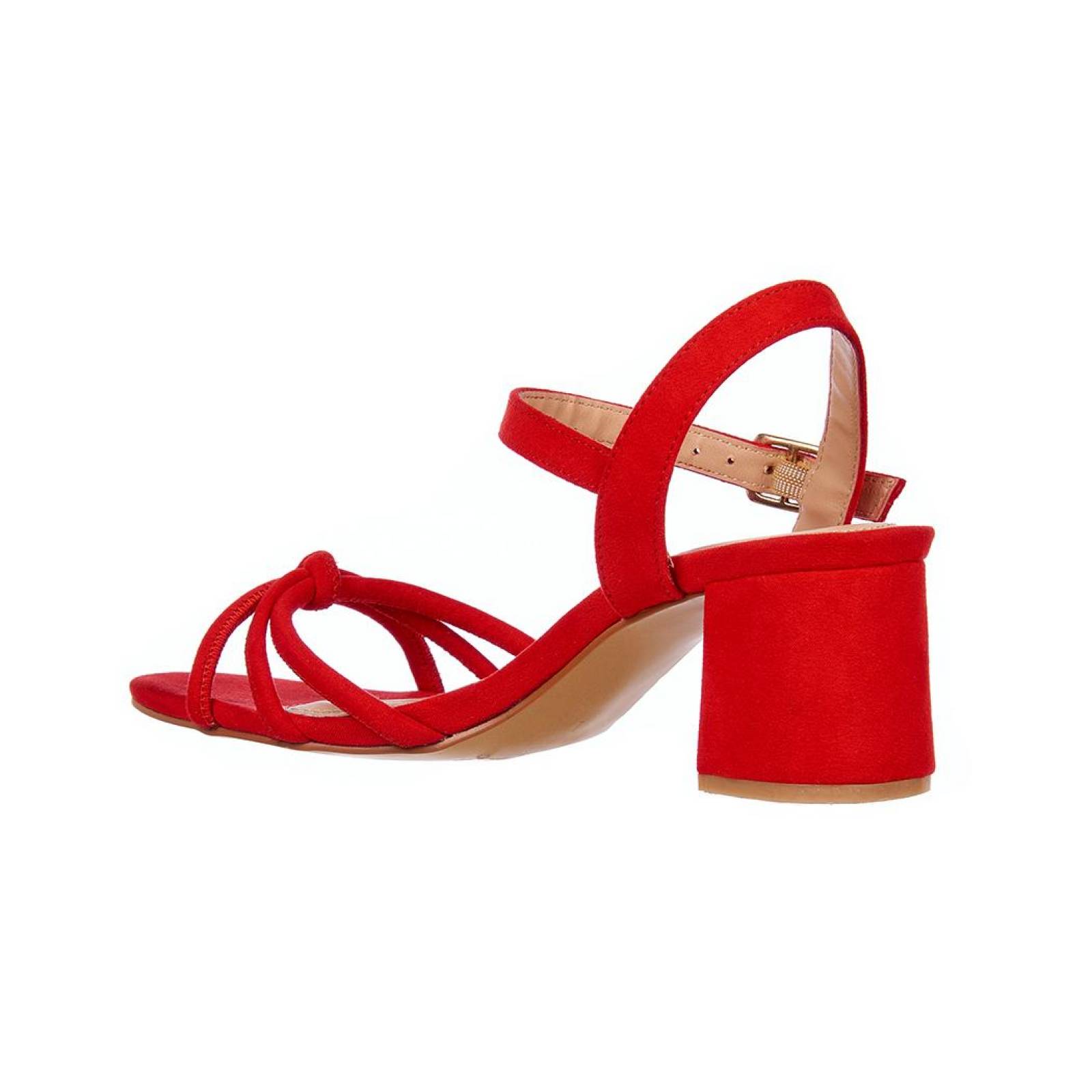 Sandalia Tacón Bajo Mujer Moda Casual Formal Rojo 