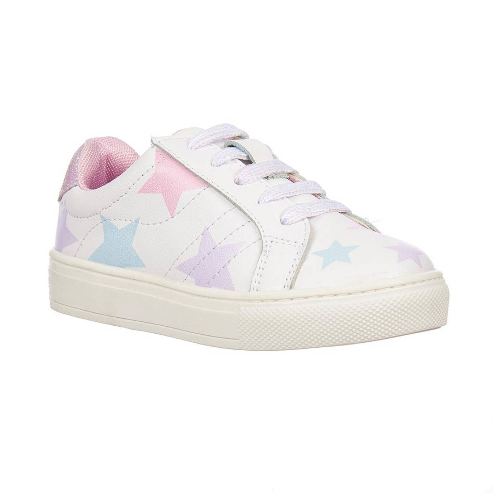 Tenis Con Estrellas Para Niñas Tipo Piel Blanco Casual