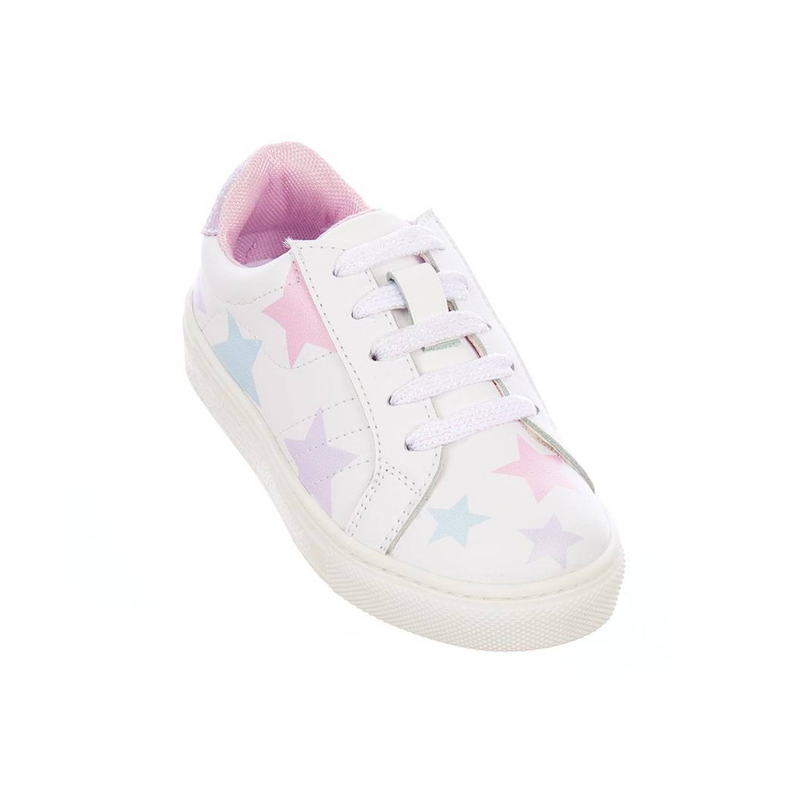 Tenis Con Estrellas Para Niñas Tipo Piel Blanco Casual