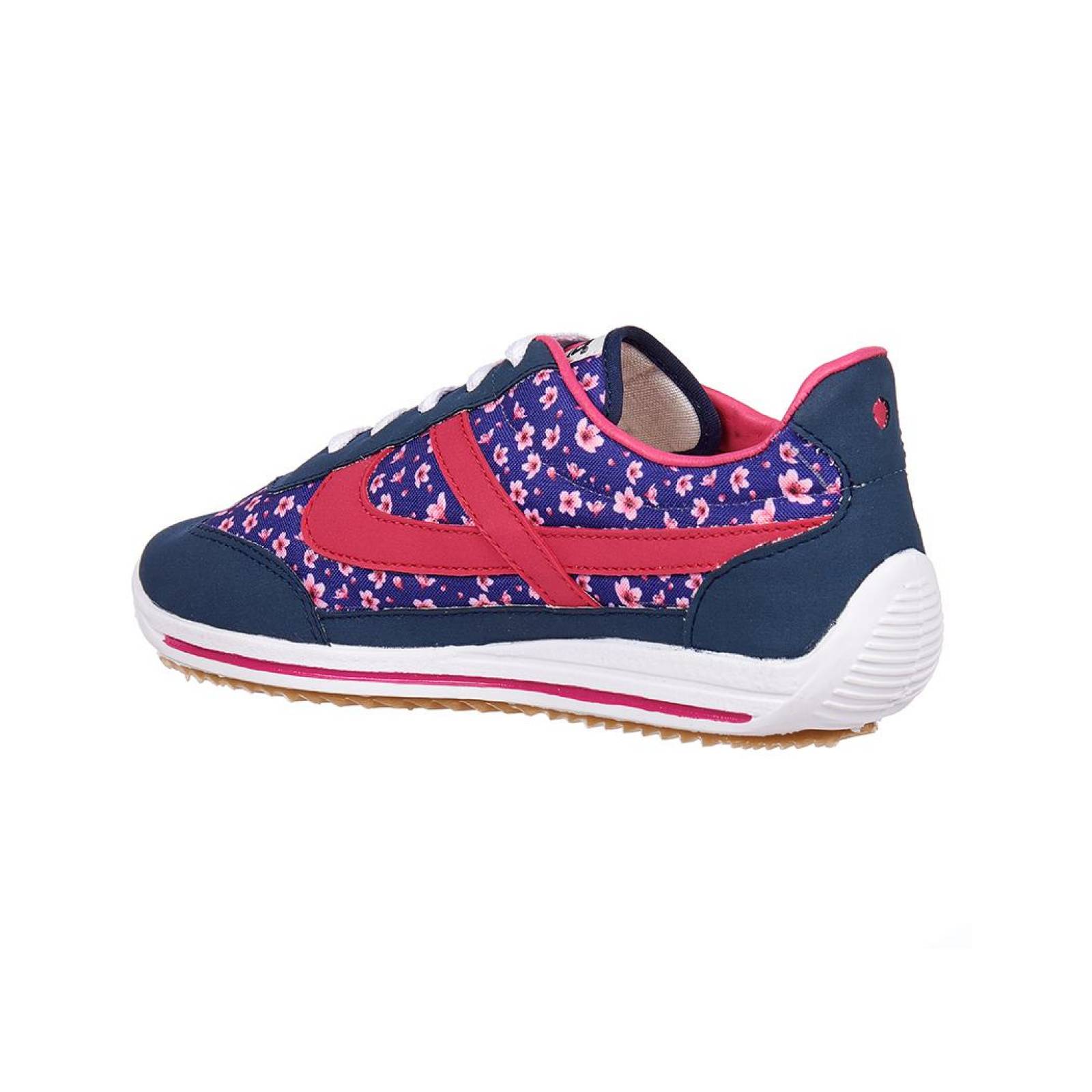 Tenis Panam Mujer Juvenil Con Flores Azul Casual