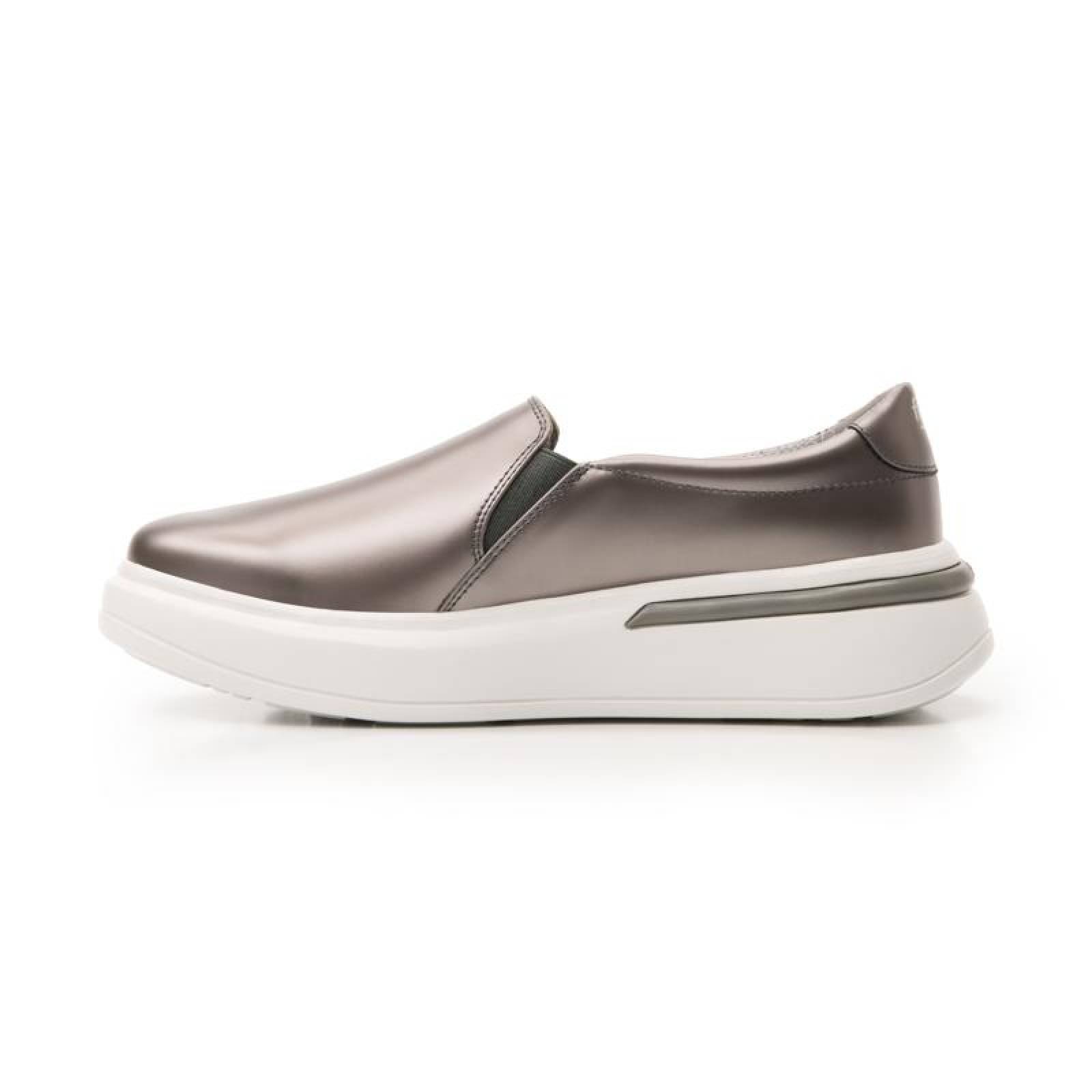Sneaker Slip On Para Mujer Flexi Estilo 108104 Plata Casual 