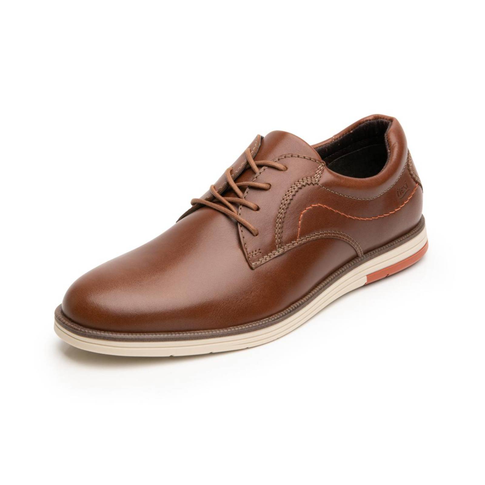 Zapato Derby Flexi Para Hombre Estilo 406701 Tan Casual 