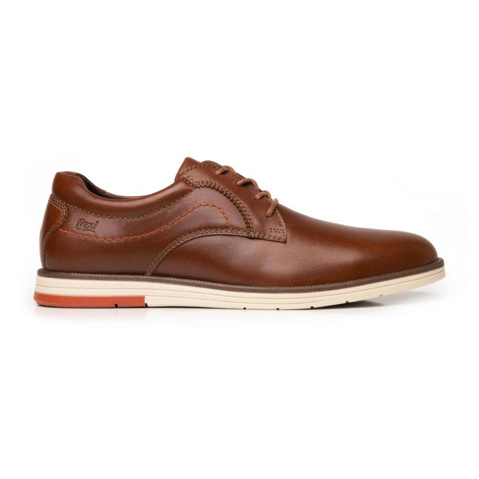 Zapato Derby Flexi Para Hombre Estilo 406701 Tan Casual 