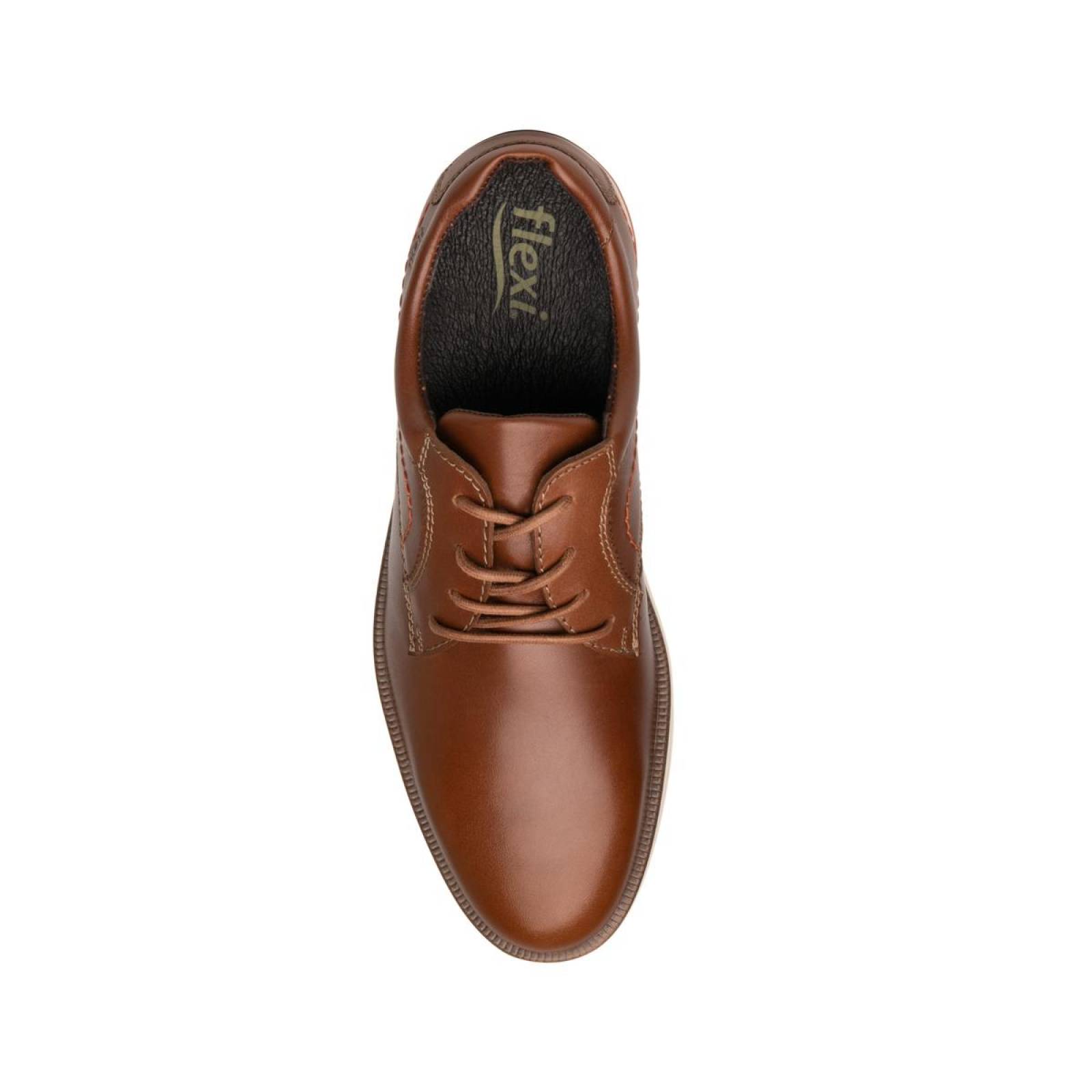 Zapato Derby Flexi Para Hombre Estilo 406701 Tan Casual 