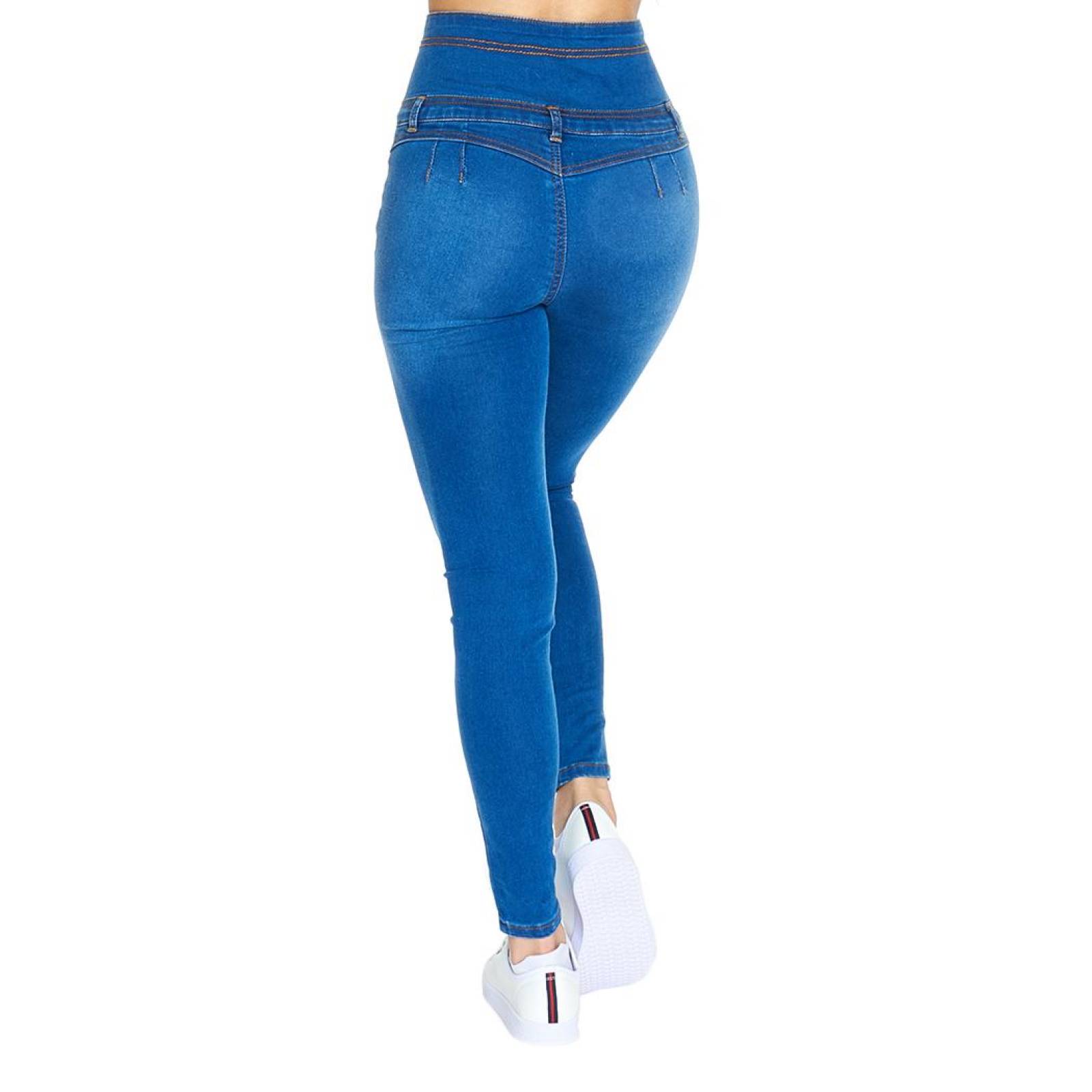 Jeans Para Mujer Skinny Push Up Stretch Pretina Alta Stone 