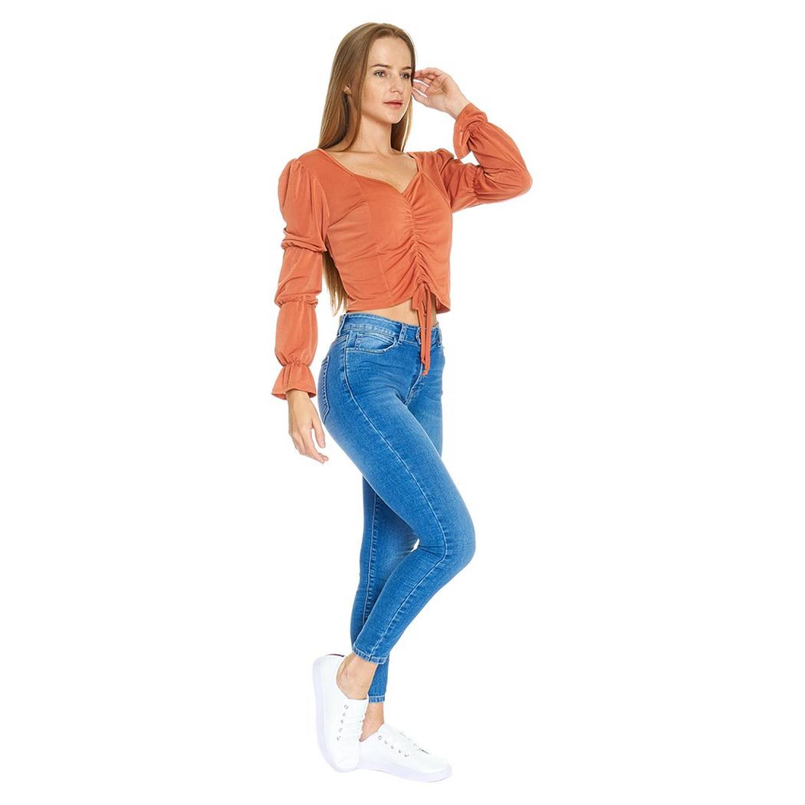 Jeans Para Mujer Corte Skinny Moda Casual Básico Cómodo Azul 