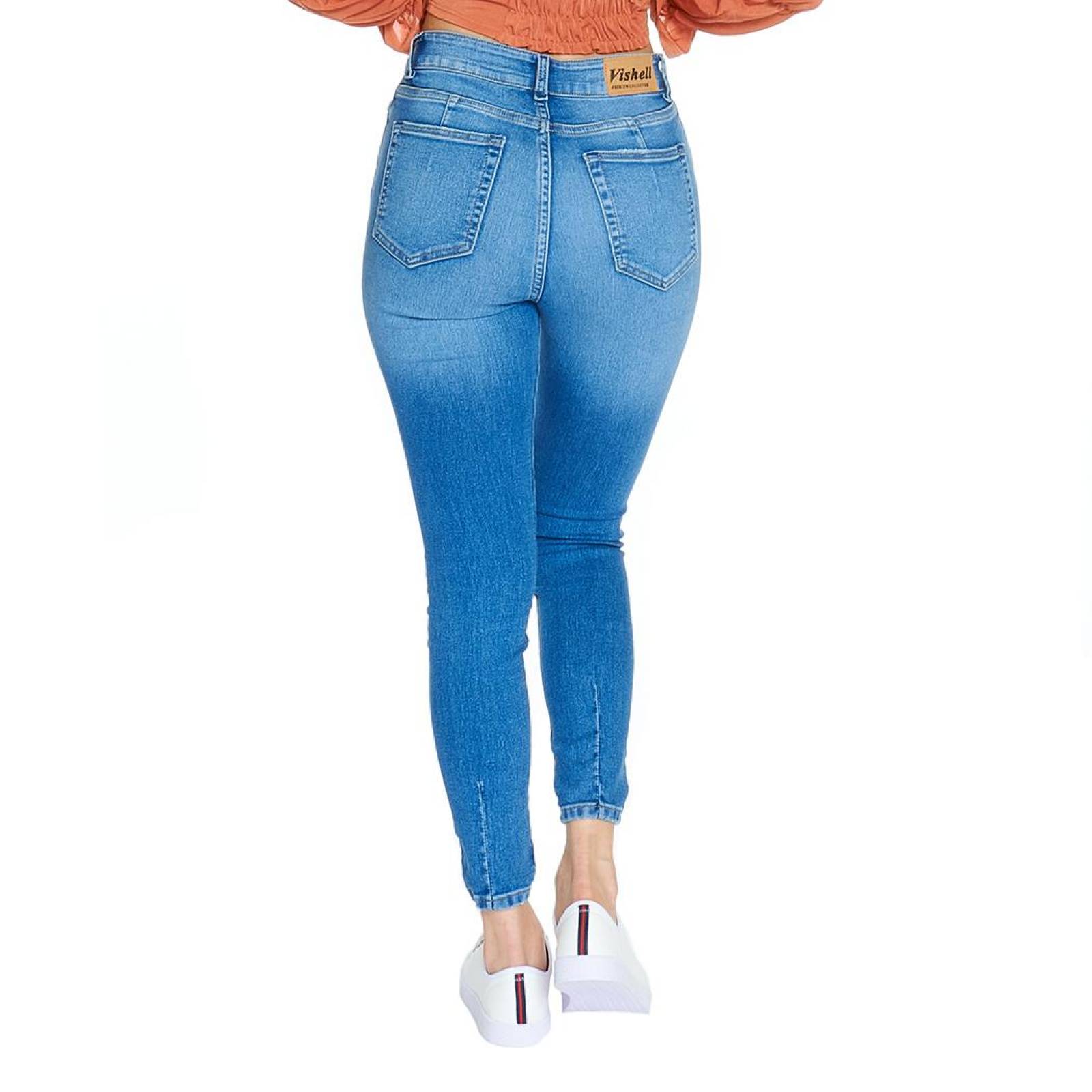 Jeans Para Mujer Corte Skinny Moda Casual Básico Cómodo Azul 