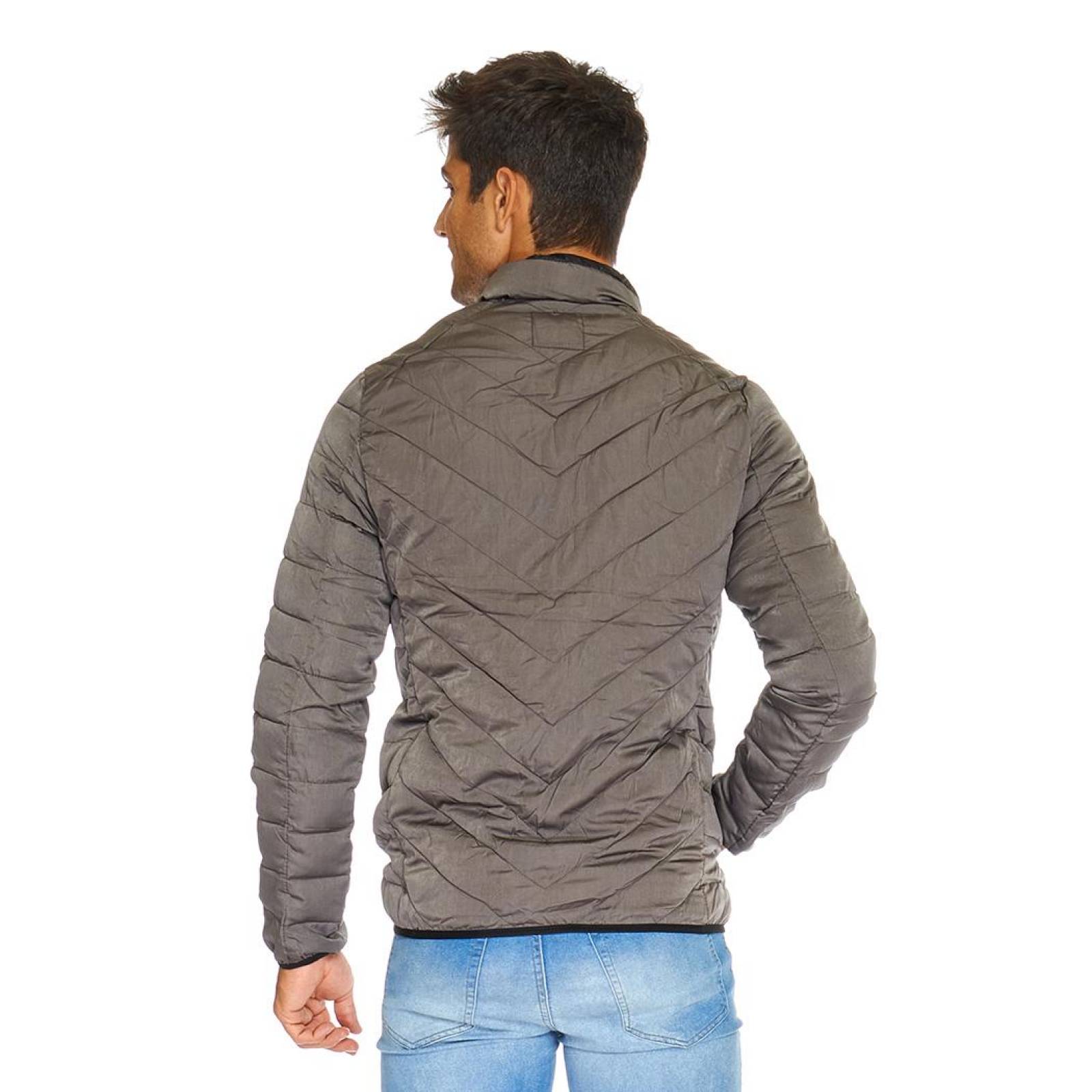 Chamarra Para Hombre Casual Básica Gris Slim Fit Cómoda 