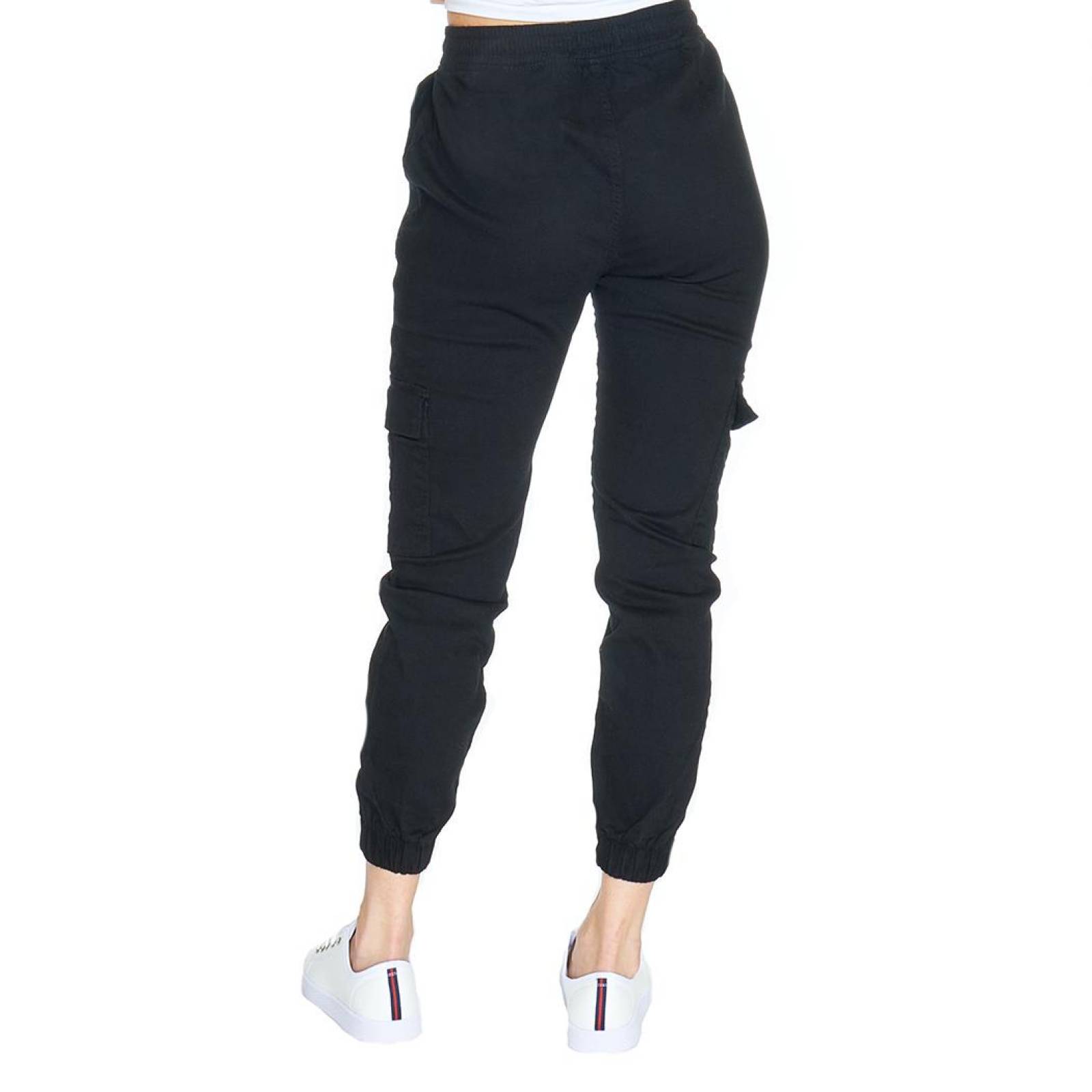 Pantalón Cargo Negro Para Mujer Gabardina Stretch Casual 